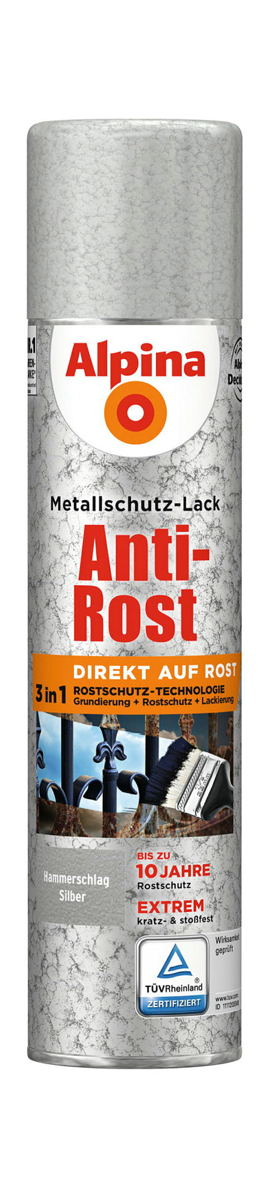 Alpina Metallschutzlack Anti-Rost Weiß 400ml Sprühdose matt