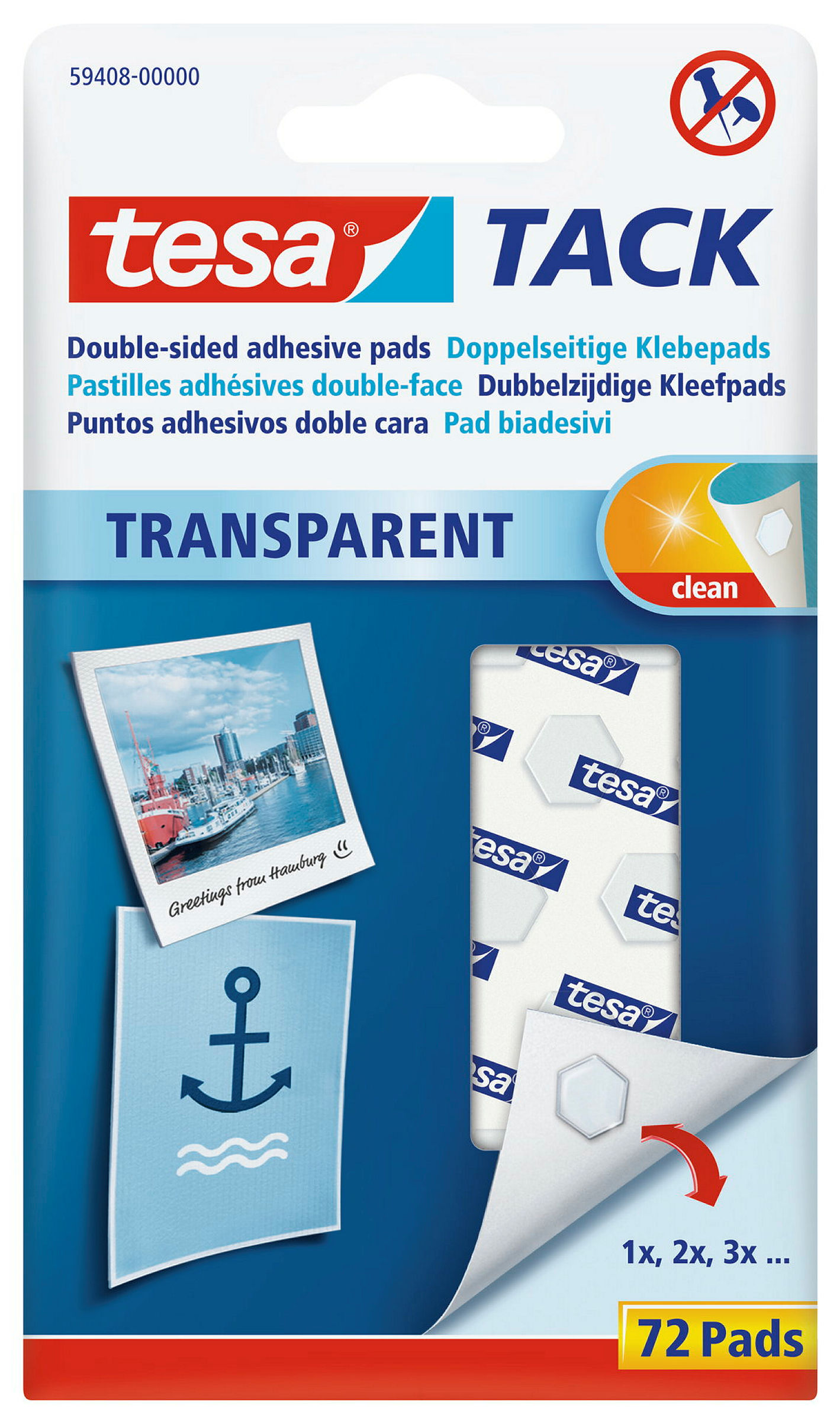 tesa Tack® Doppelseitige Klebepads, 72 Klebepads / Packung