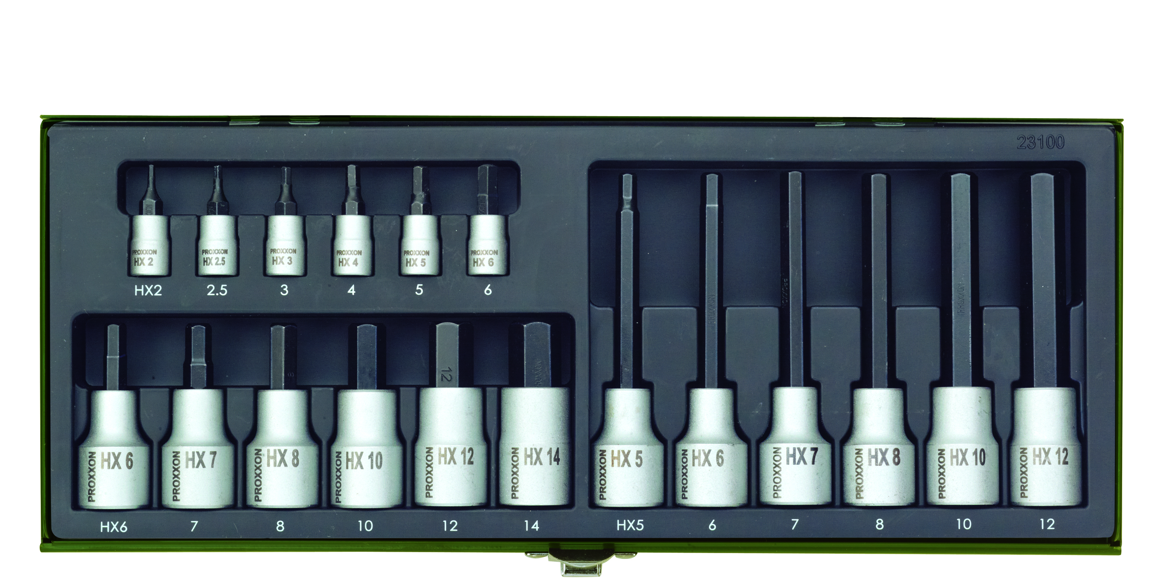 PROXXON-Steckschlüsselsatz HX, 1/4'' + 1/2'' (18-teilig)