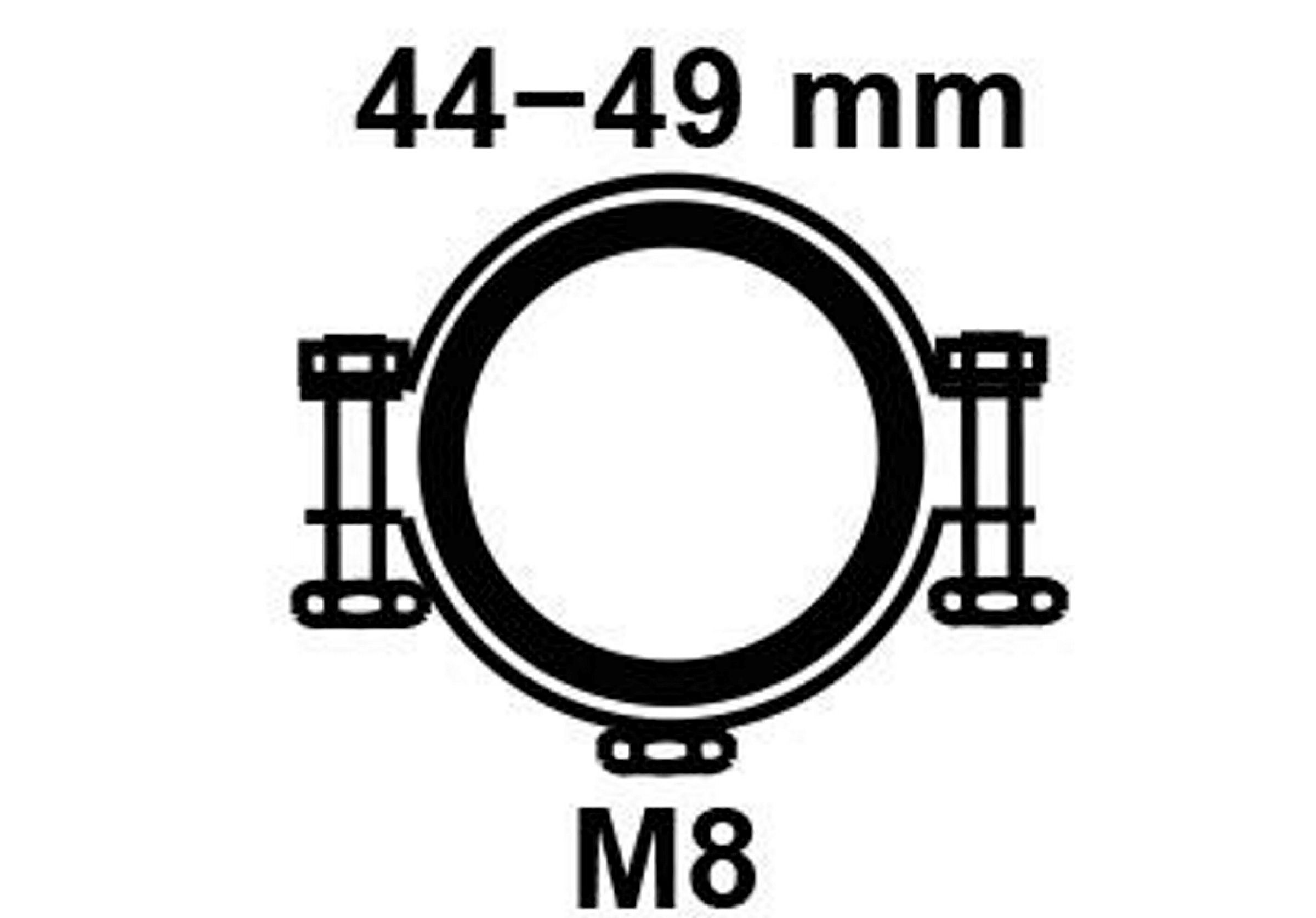 Rohrschelle, 44 mm - 49 mm, schallgedämmt, für 1 1/2'', mit M8 Gewindemuffe