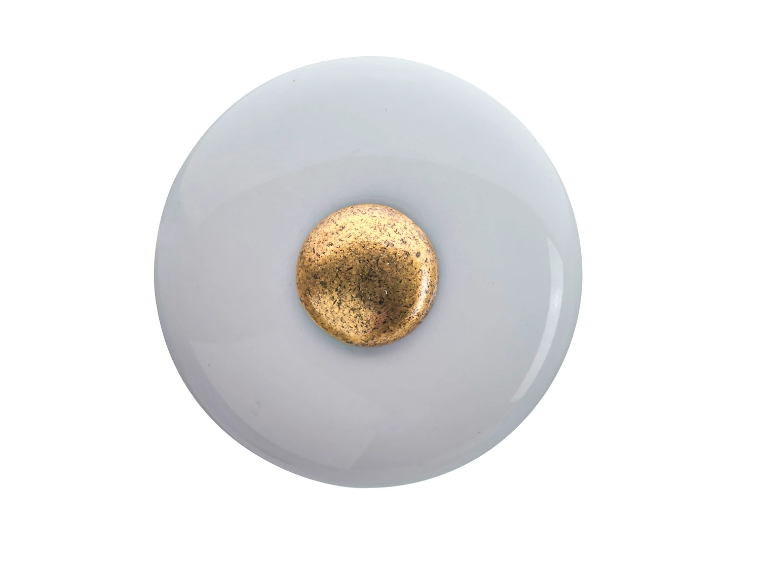 Möbelknopf D32mm Porzellan vermessingt weiß