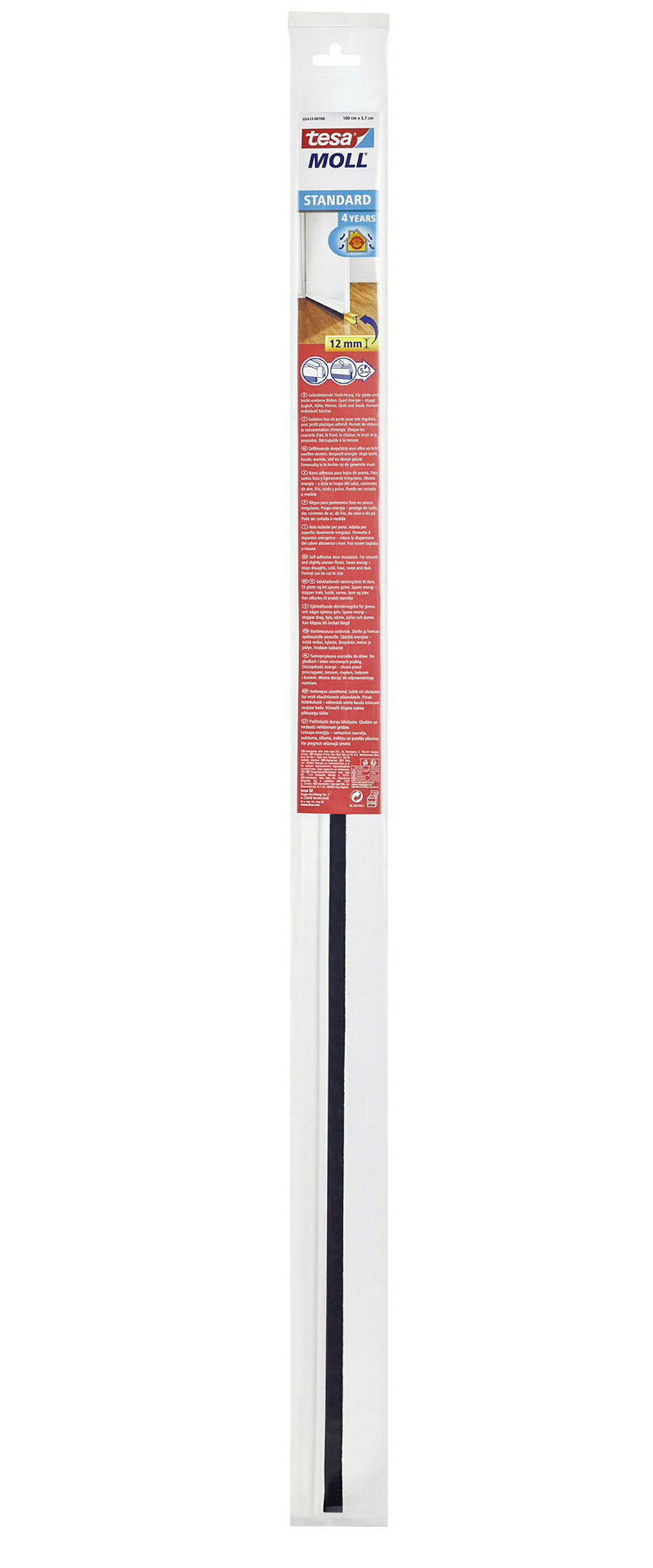 tesamoll® Standard Türdichtschiene für glatte Böden weiß