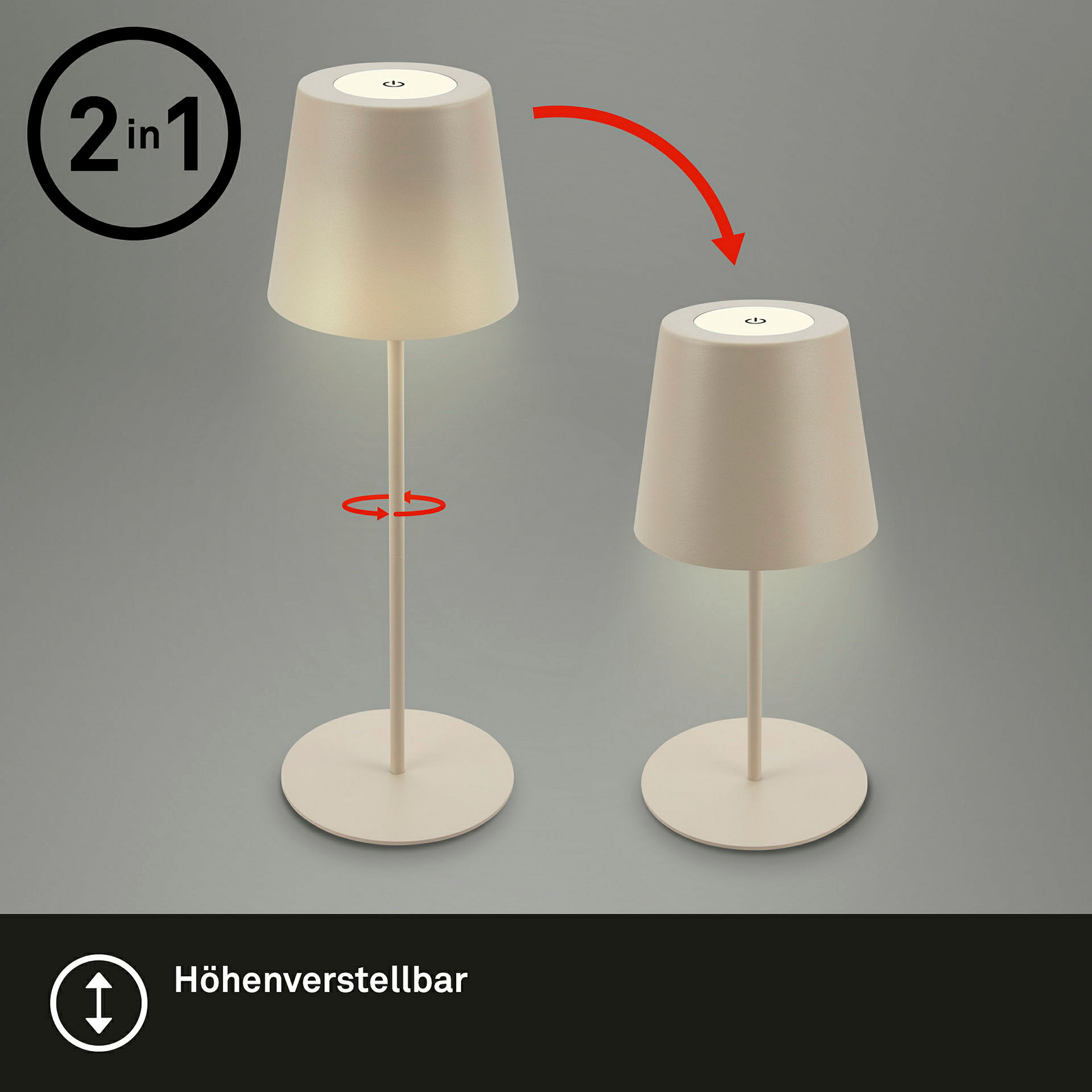 KIKI LED Akku Tischleuchte, IP44, 2,5W, Beige