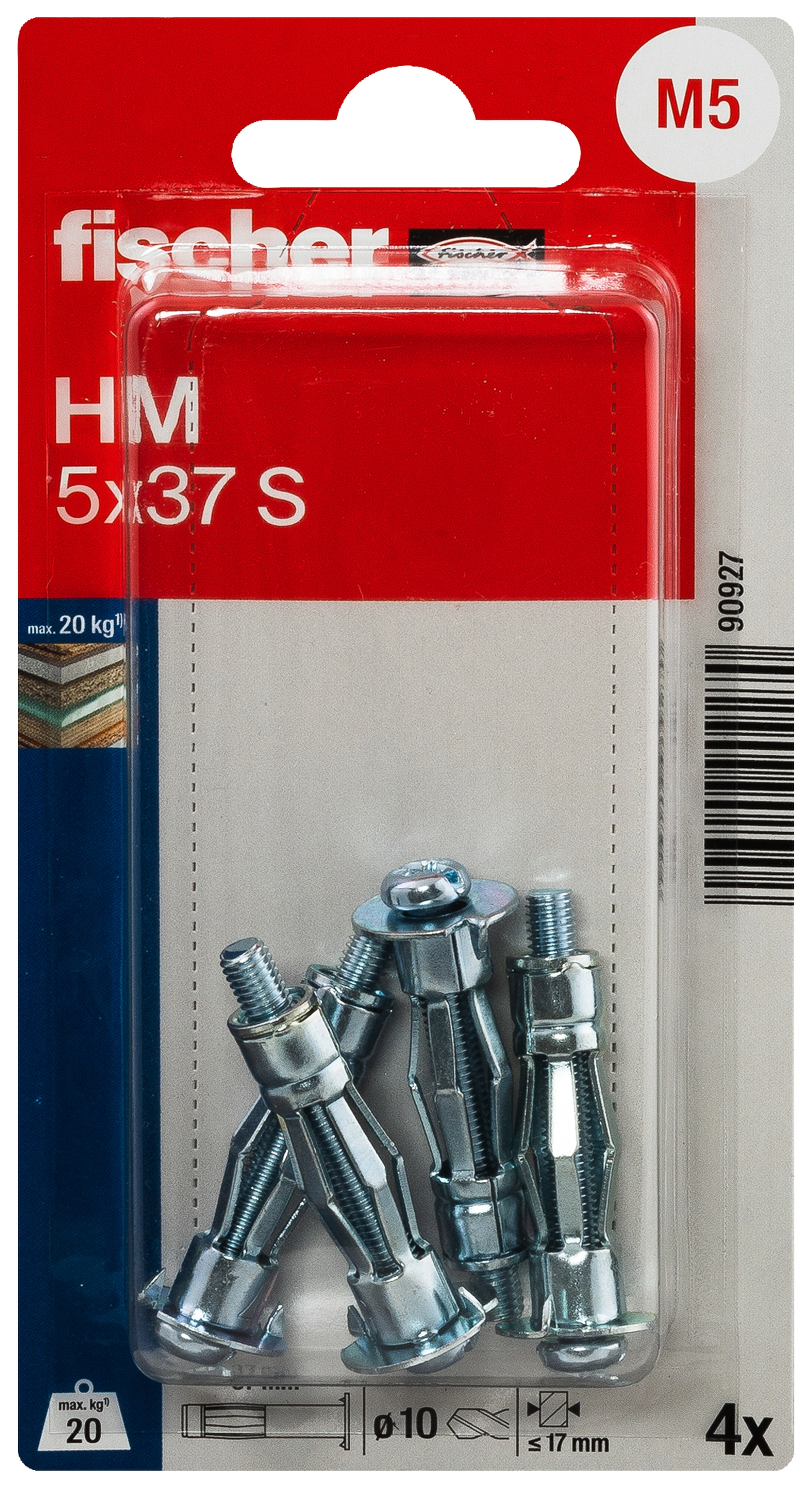 fischer Hohlraum-Metalldübel HM 5 x 37 S mit metrischer Schraube