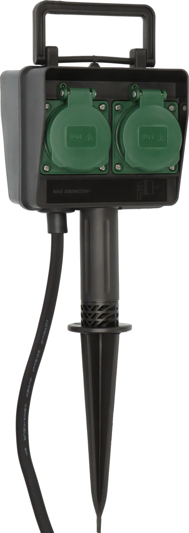 Gartensteckdose mit Erdspiess 4-Fach 10m Kabel H07RN-F3G15