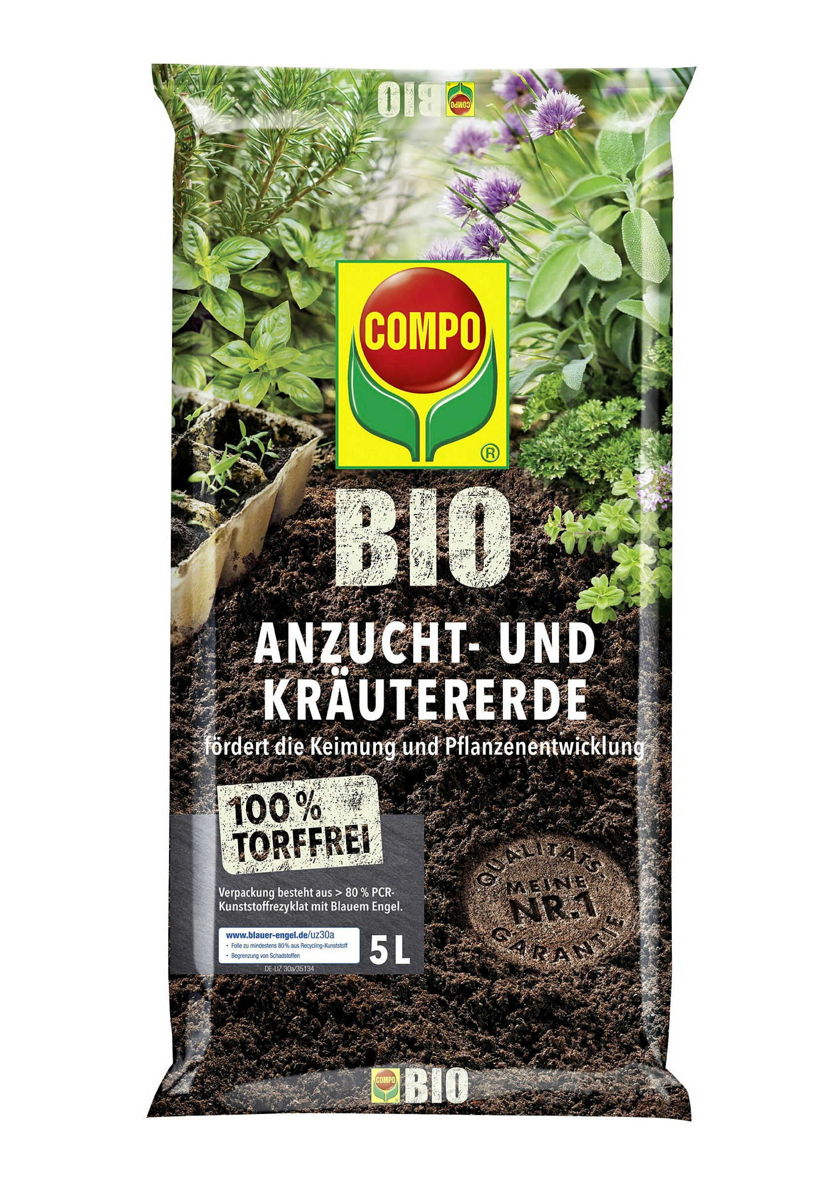 COMPO BIO Anzucht- und Kräutererde torffrei, 5 L