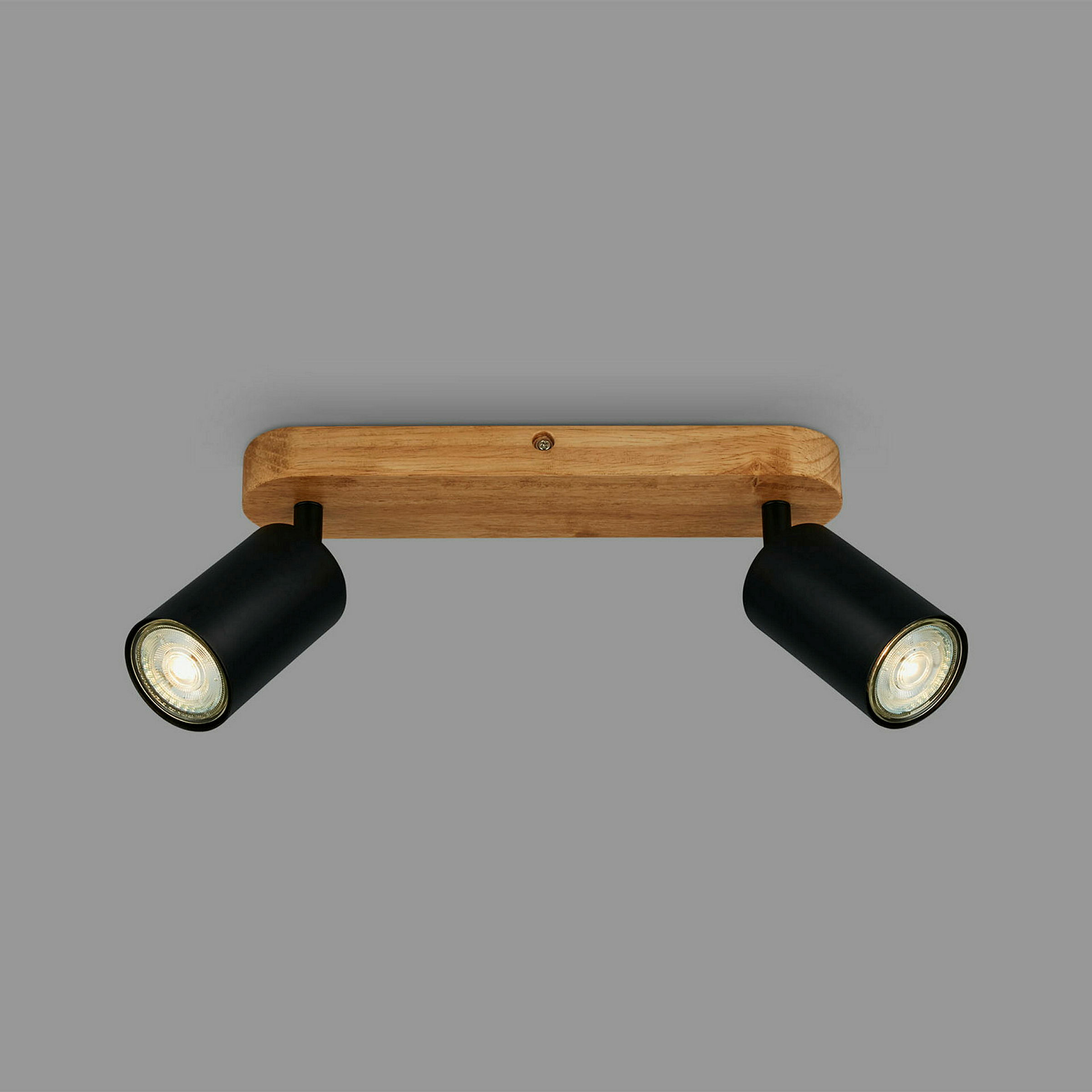 Spotleuchte, schwarz, mit Holz, exkl. 2xGU10 9W