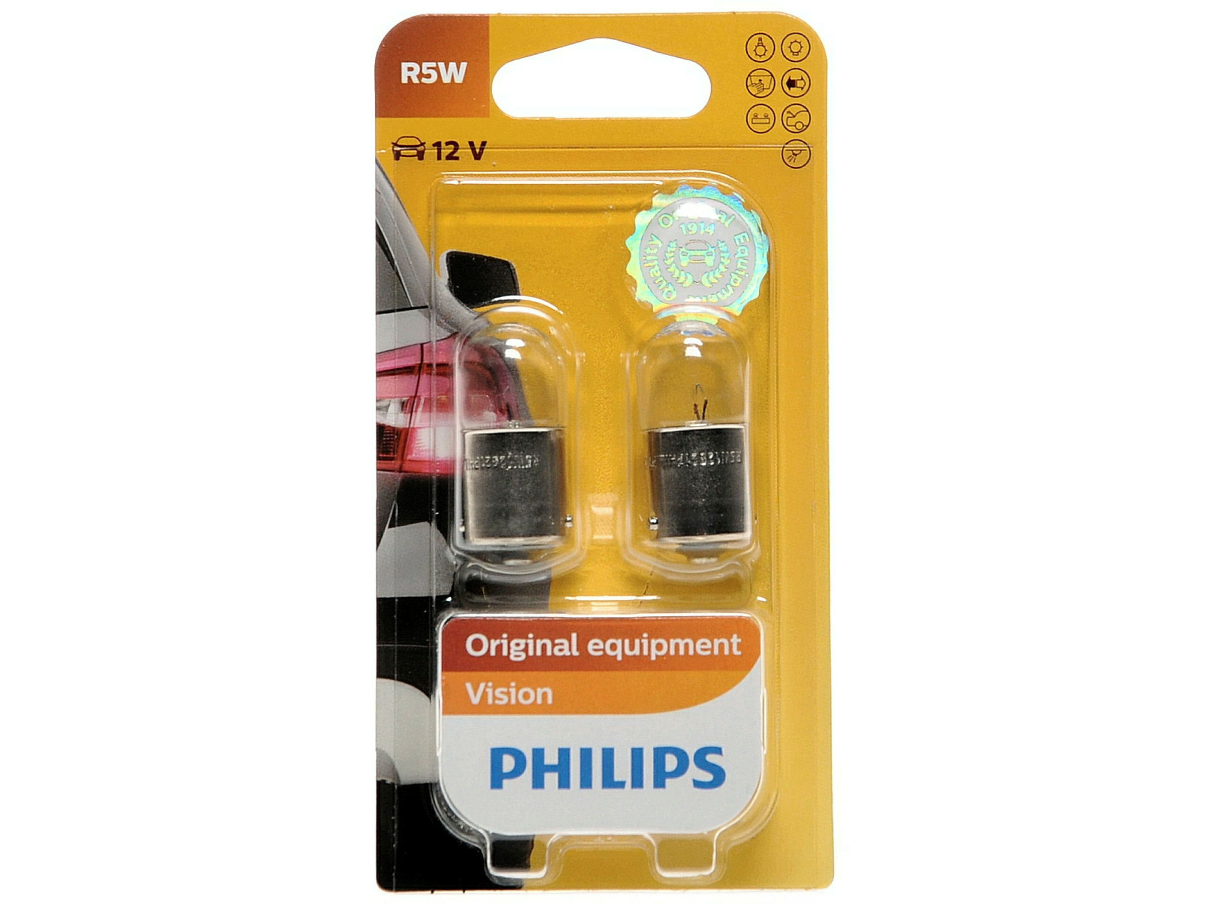 PHILIPS Steckbirnen 12 V/5 W BA15S 2er Blister
