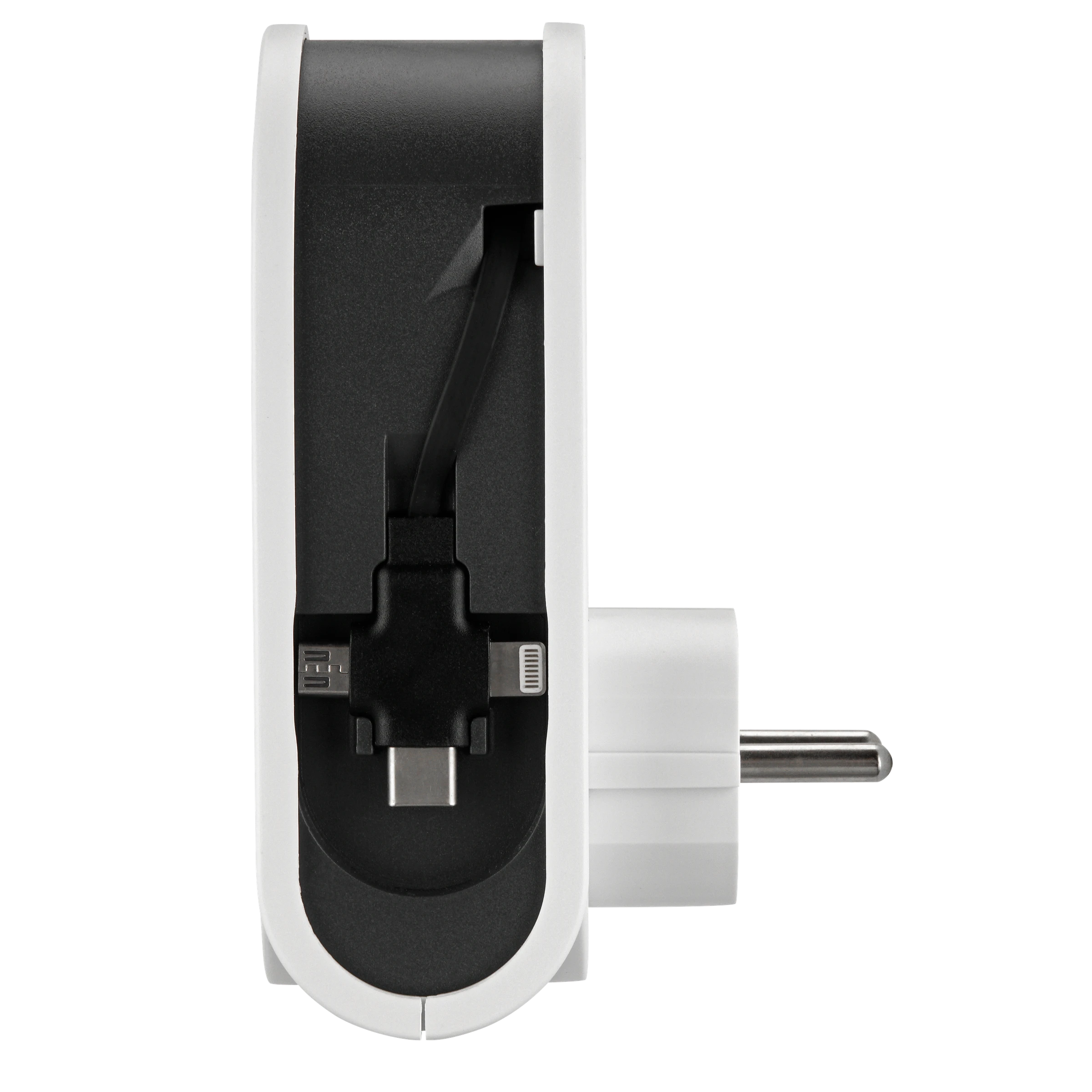 USB-Ladegerät Flex 3 in 1 mit ausziehbarem Ladekabel 3,1A weiß