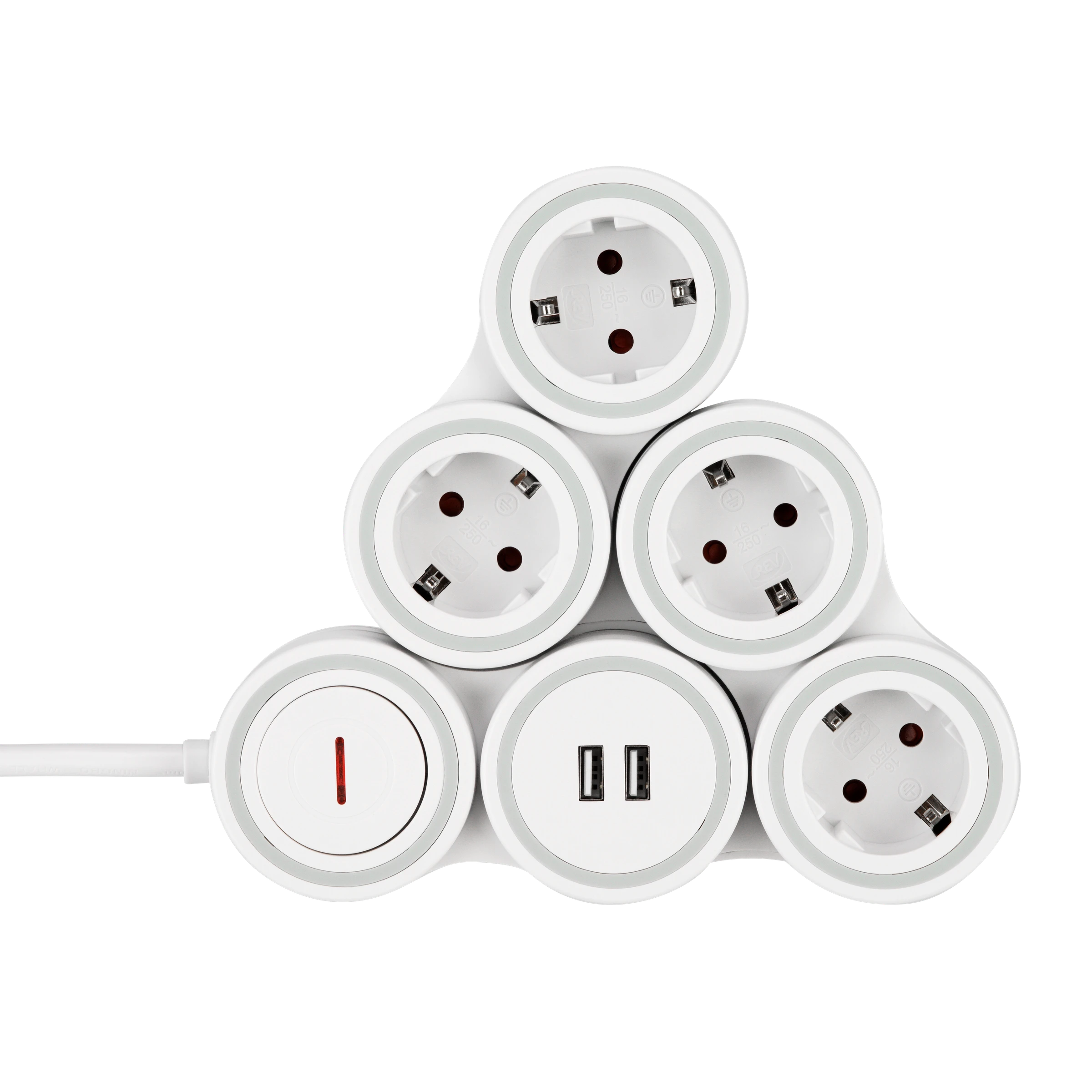 Steckdosenleiste Supraflex 4-fach USB & Schalter 1,4m weiß-grau