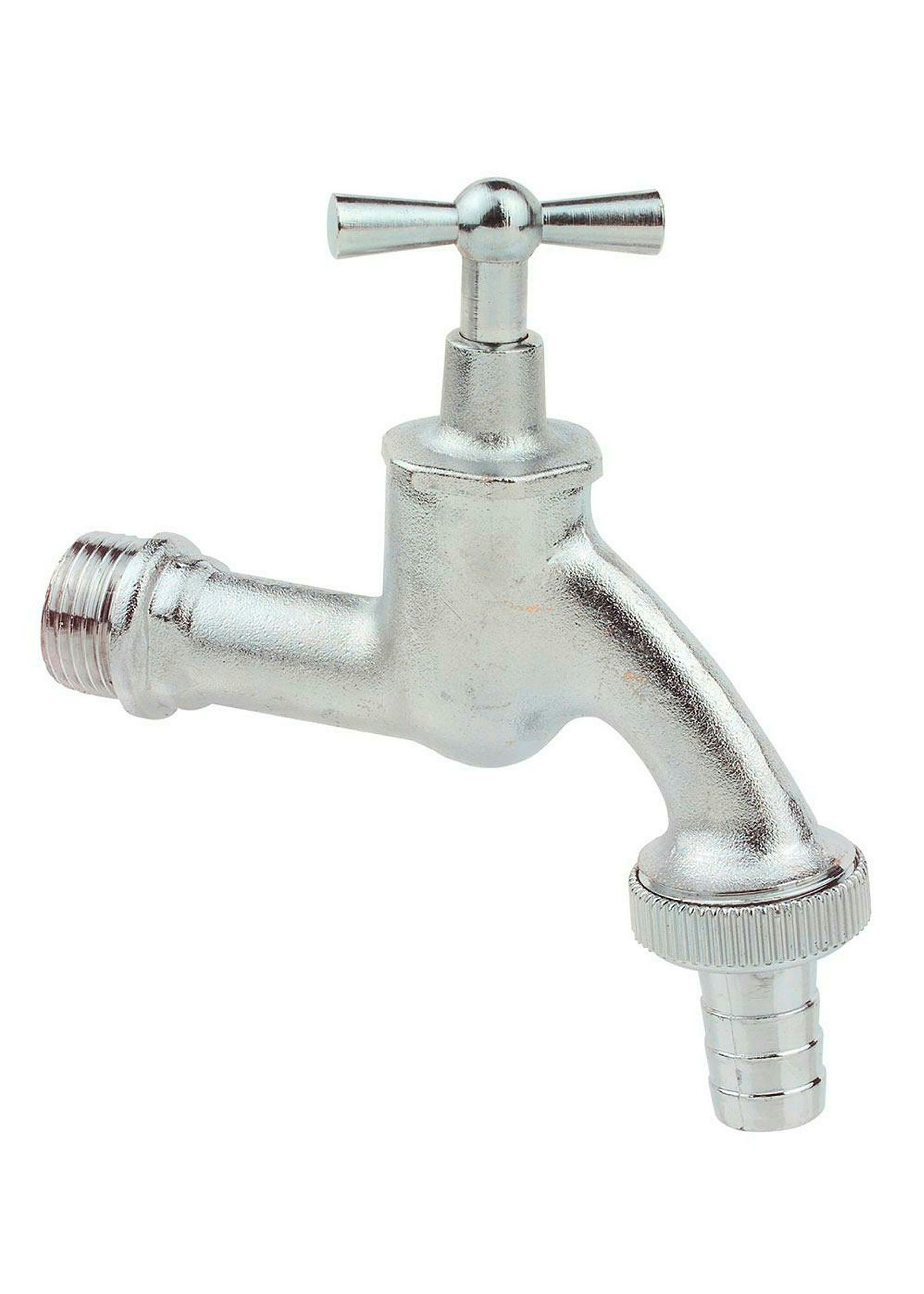 MS Auslaufventil Knebelgriff, Chrom matt, 1/2''AG x 3/4''AG x 1/2''T