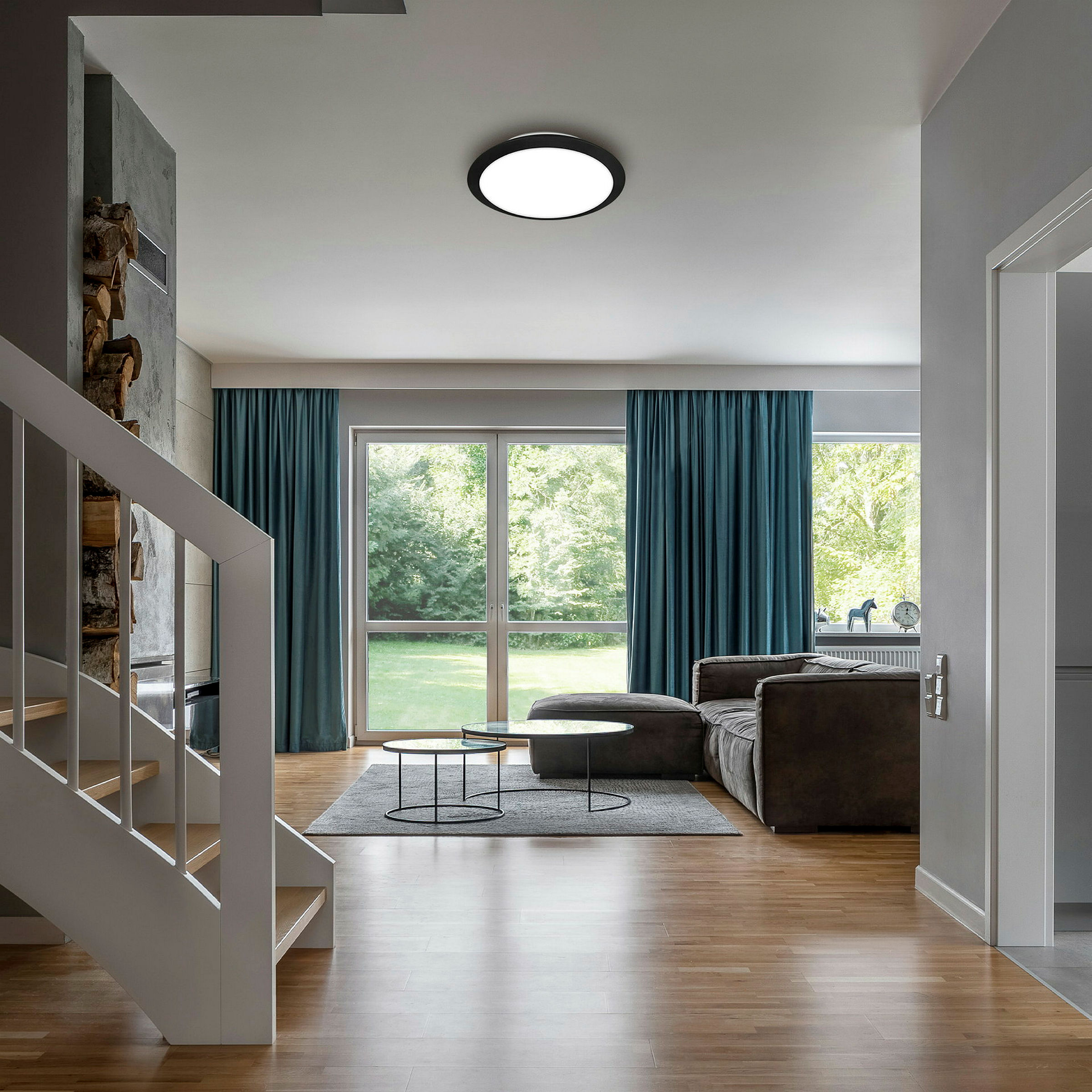 LED Deckenleuchte, schwarz, IP44, 1xLED/12W