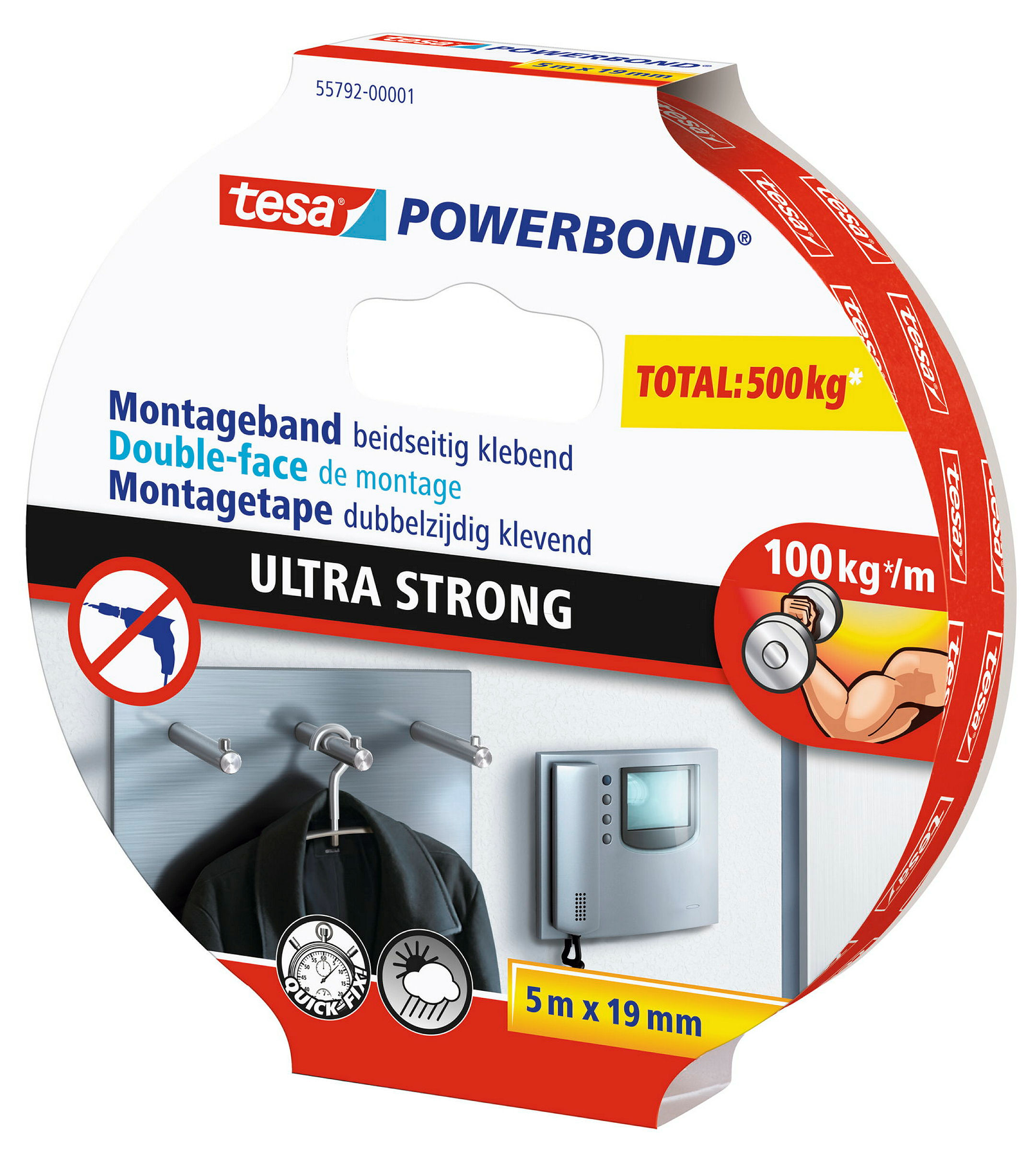 tesa® doppelseitiges Montageband ULTRA STRONG, 5m x 19mm