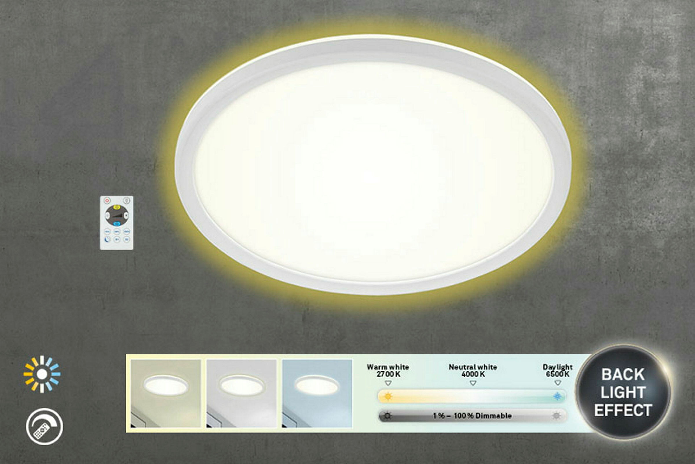 Ultraflaches CCT LED Panel,weiß, 1xLED/18W