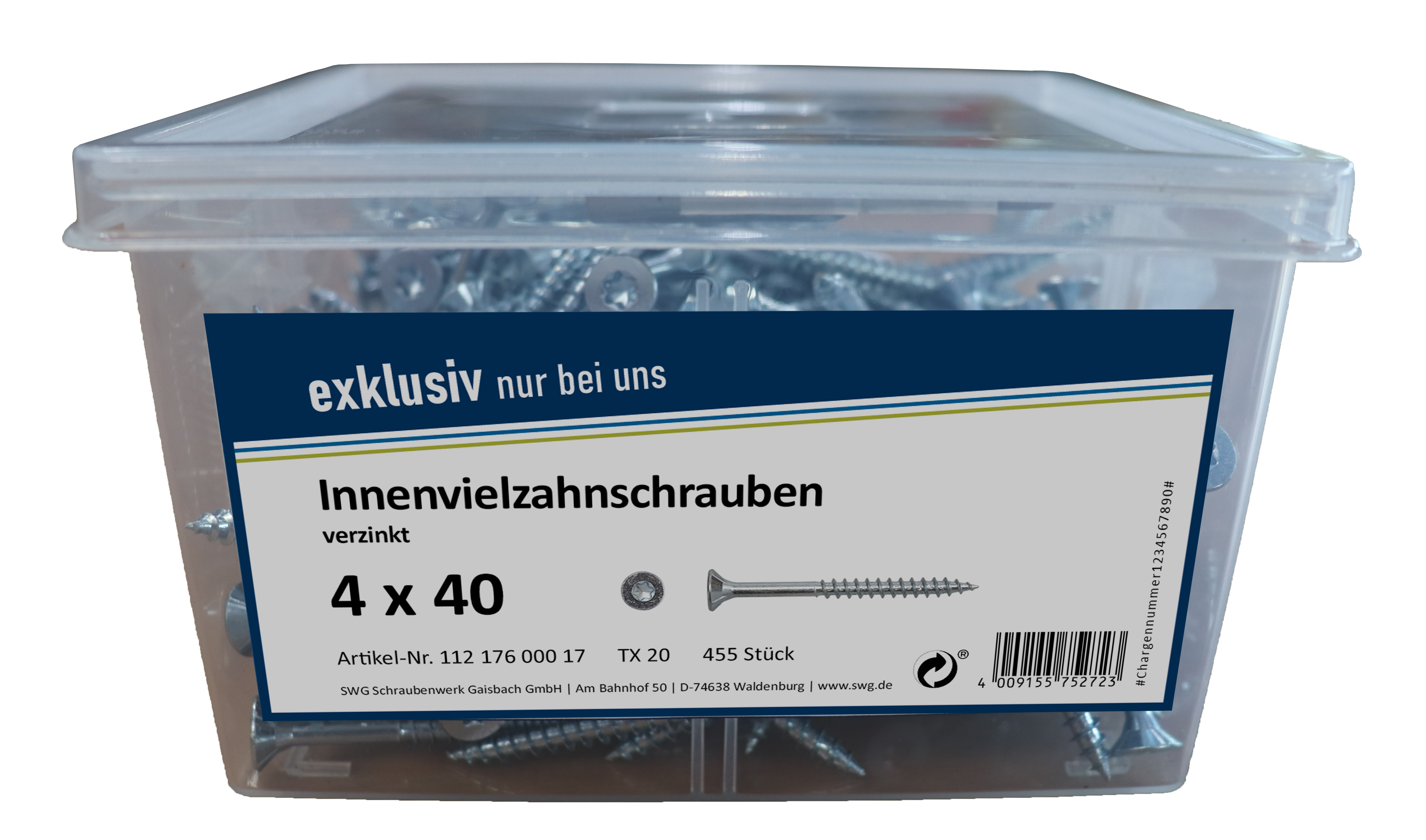 SP Innenvielzahnschr. im Eimer 4,0X40 incl.2 BITS 455 ST., vz