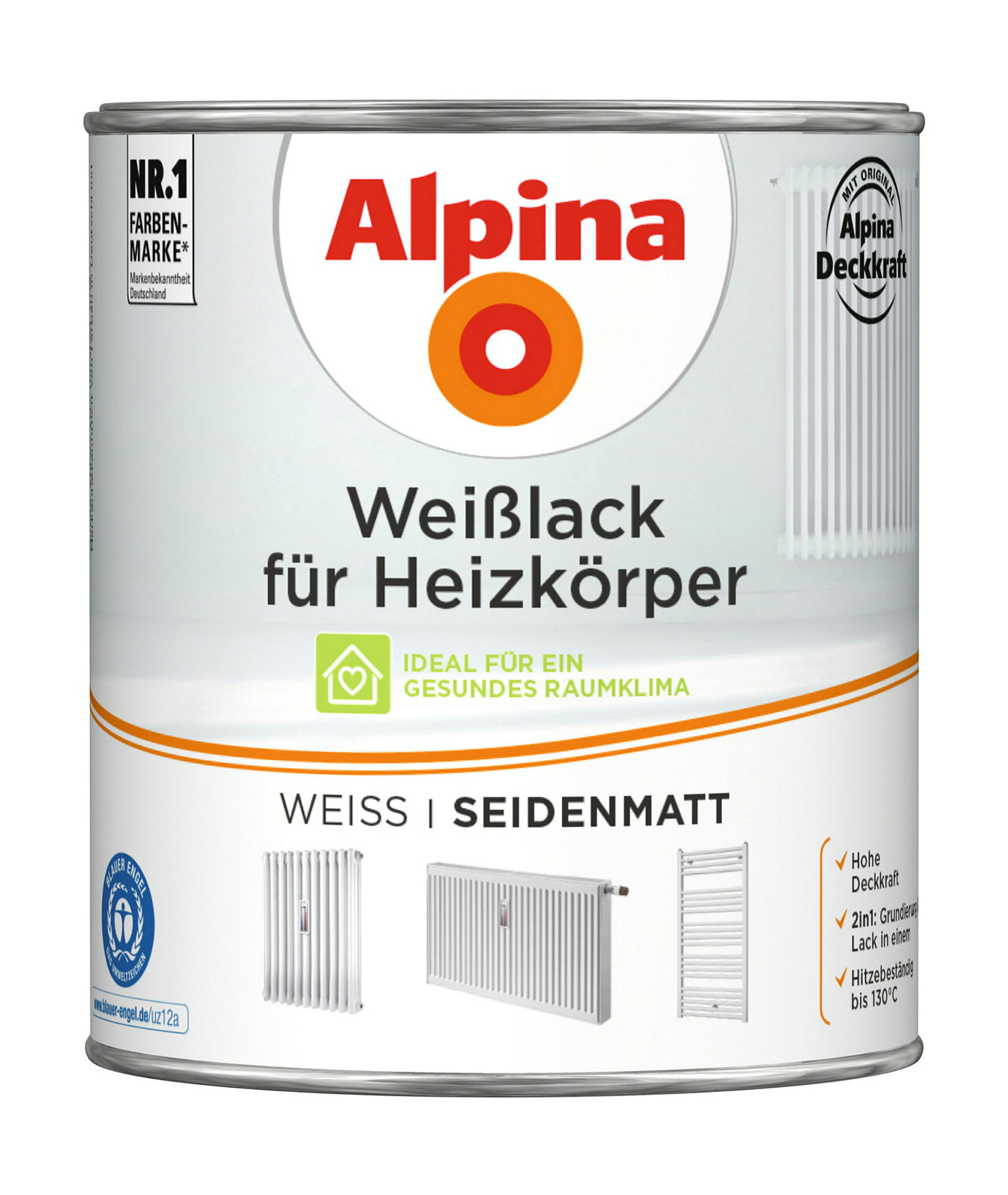 Alpina Weißlack für Heizkörper 750ml seidenmatt