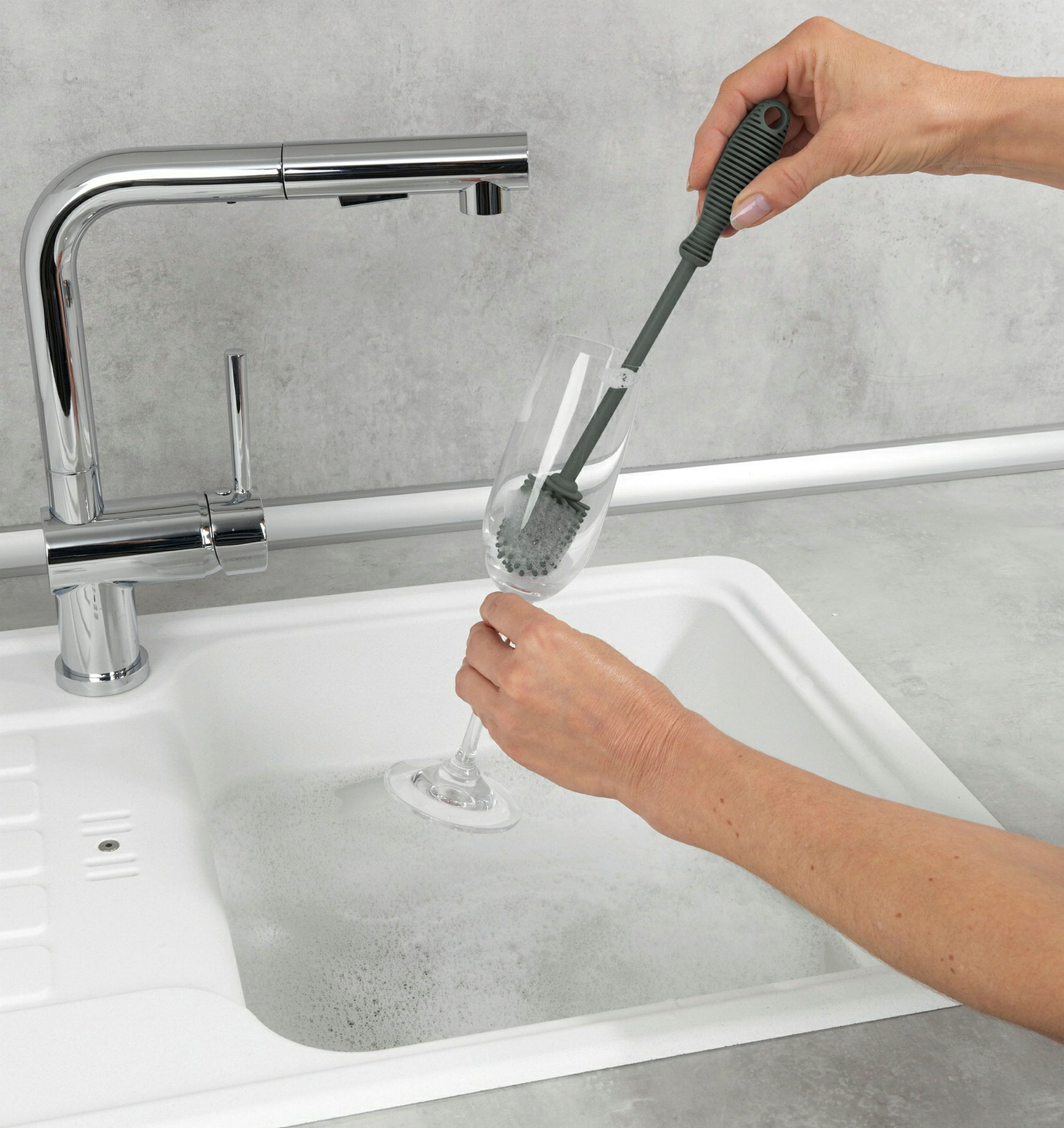 Silikon Spülbürste 25 cm Grau Sia
