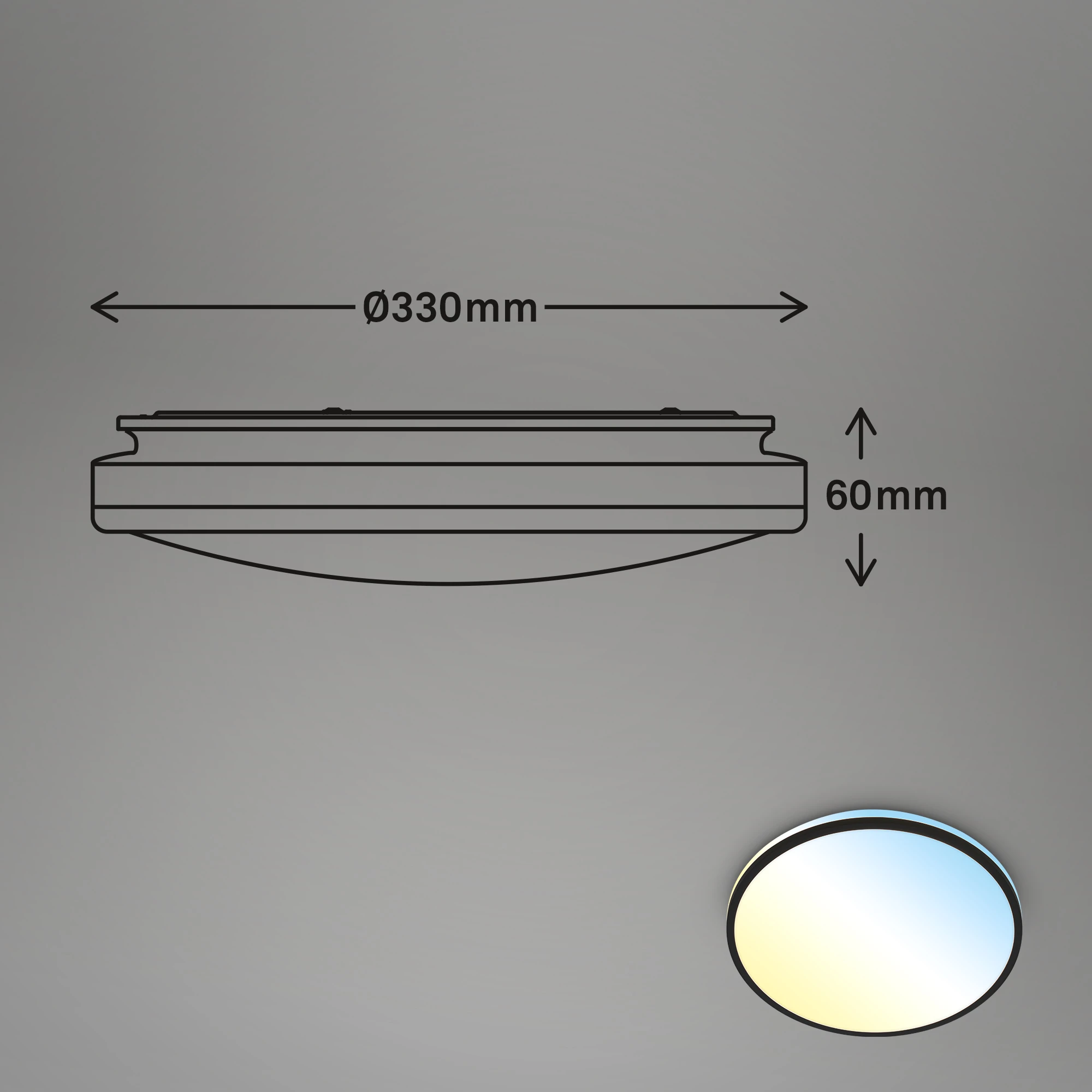 LANA CCT LED Deckenleuchte, Schwarz, LED / 22W