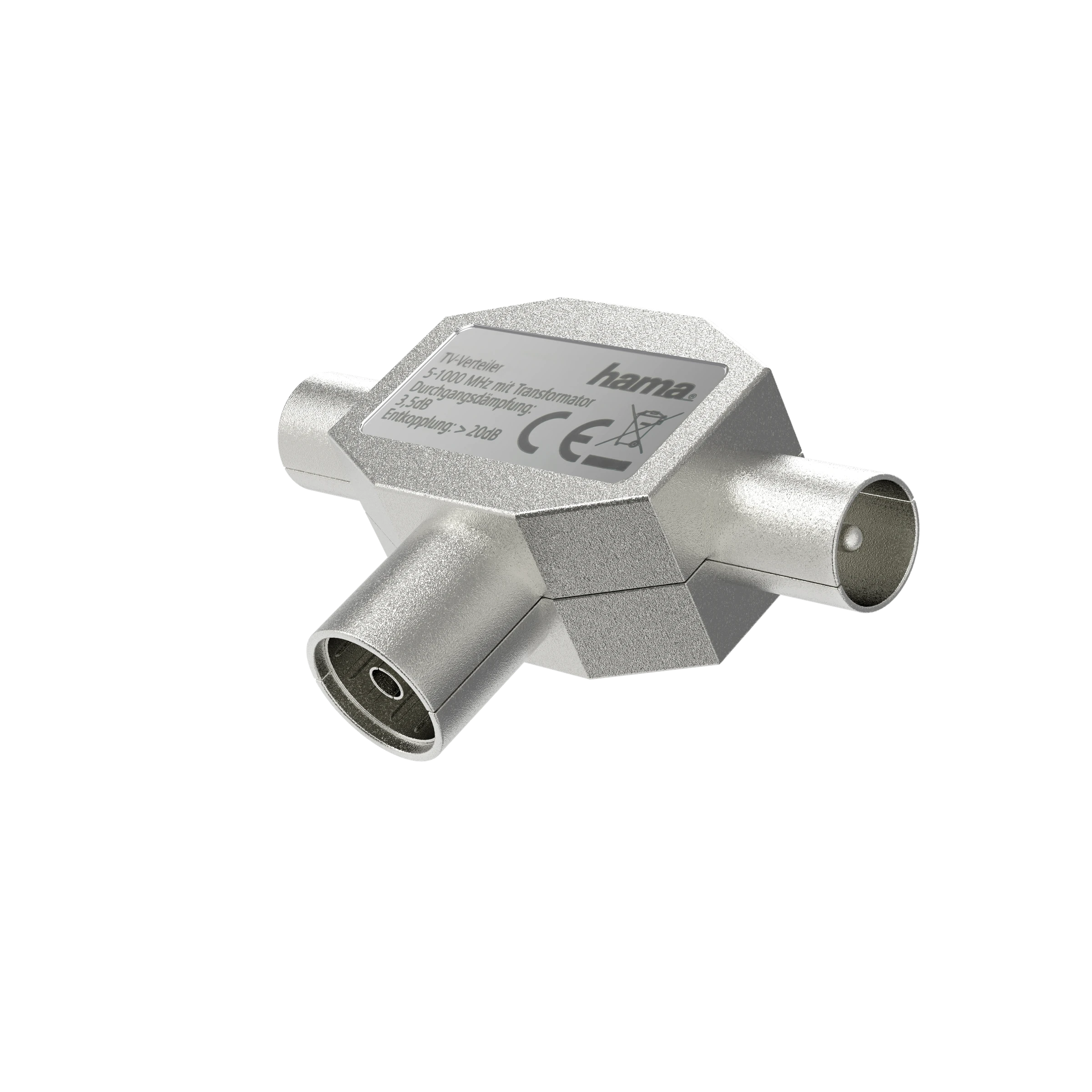 Hama Antennen-Verteiler, Koax-Kupplung- 2 Koax-Stecker, Metall