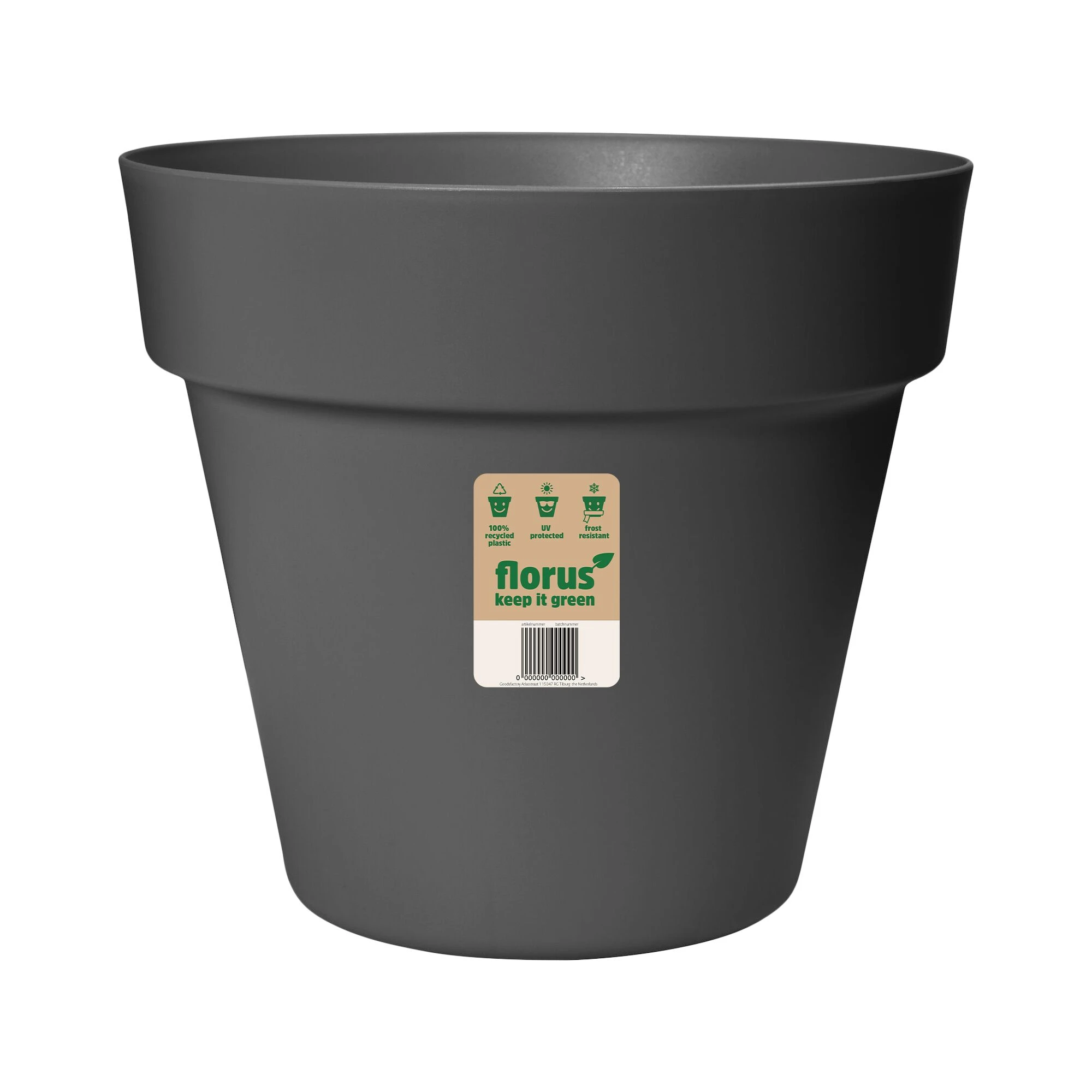 Florus Paris Pflanztopf 20 - Grau - L 20 x B 19.5 x H 18 cm - Innen und Auß
