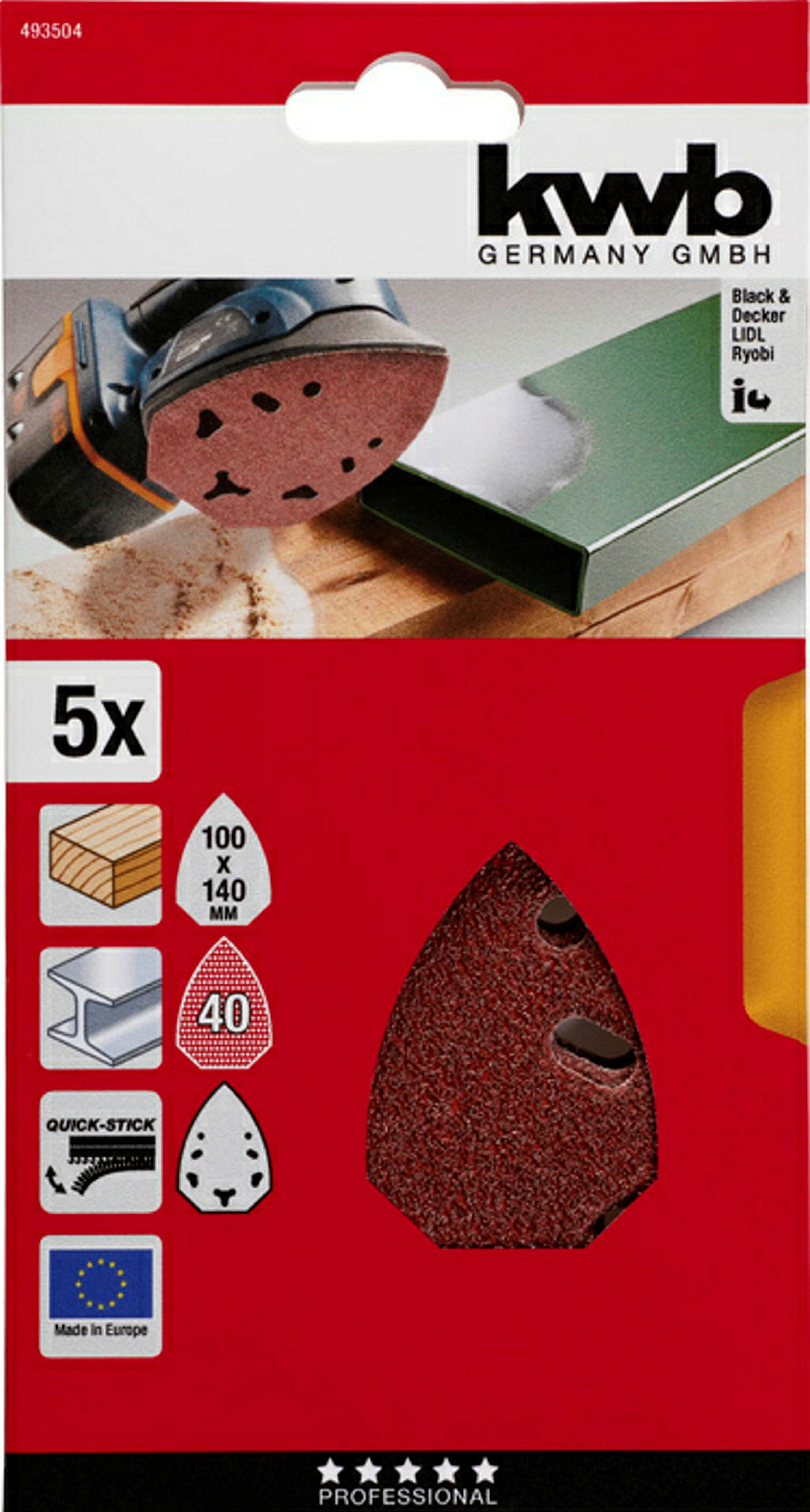 Haft-Schleifdreiecke, HOLZ & METALL, 100 x 140 mm, K 40