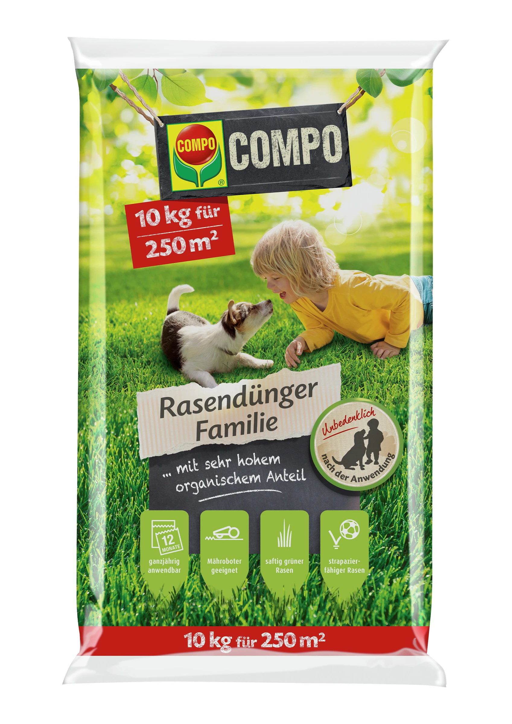 COMPO Rasendünger Familie 10 kg für 250 m²