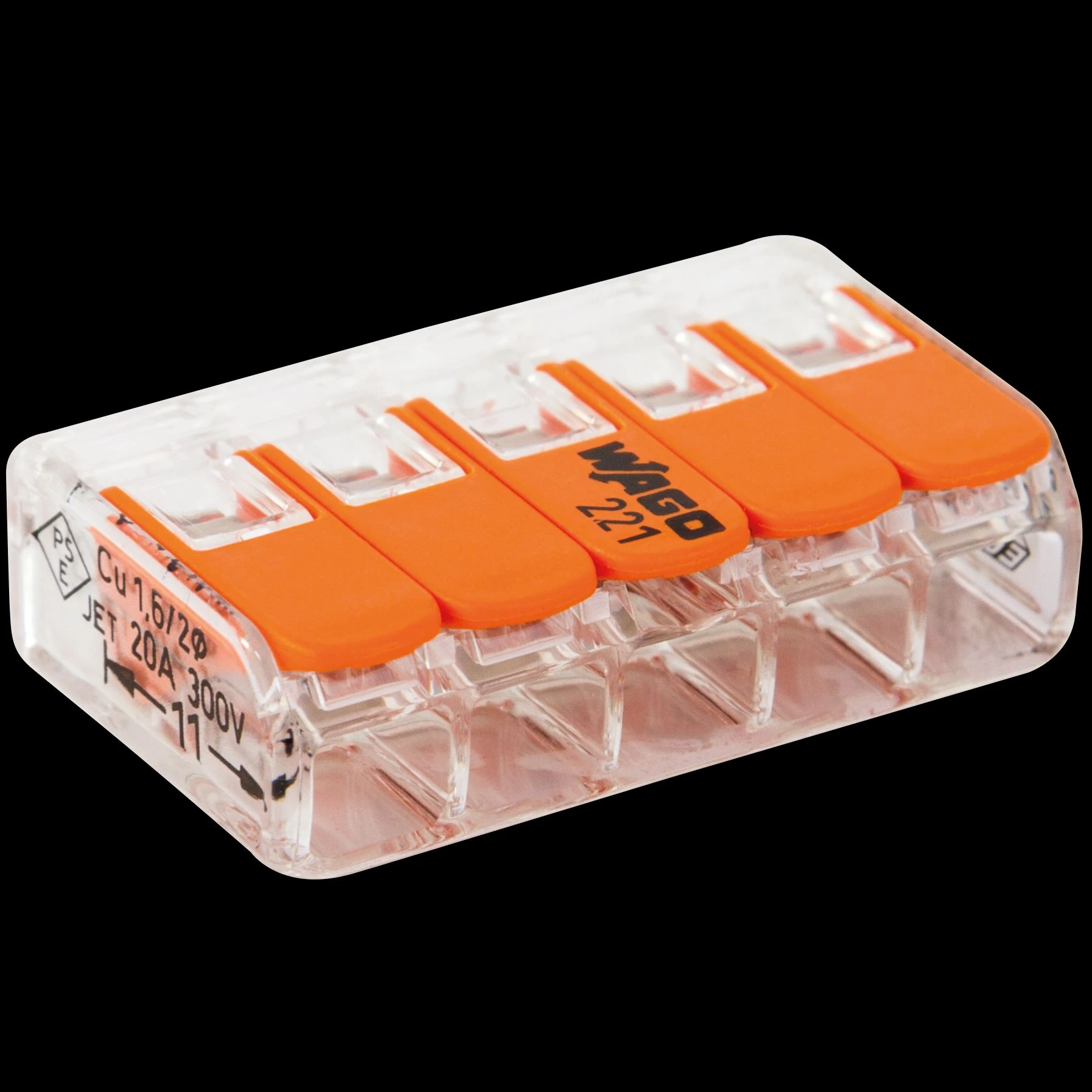 WAGO Verbindungsklemme, 5-fach, orange, 10 Stück
