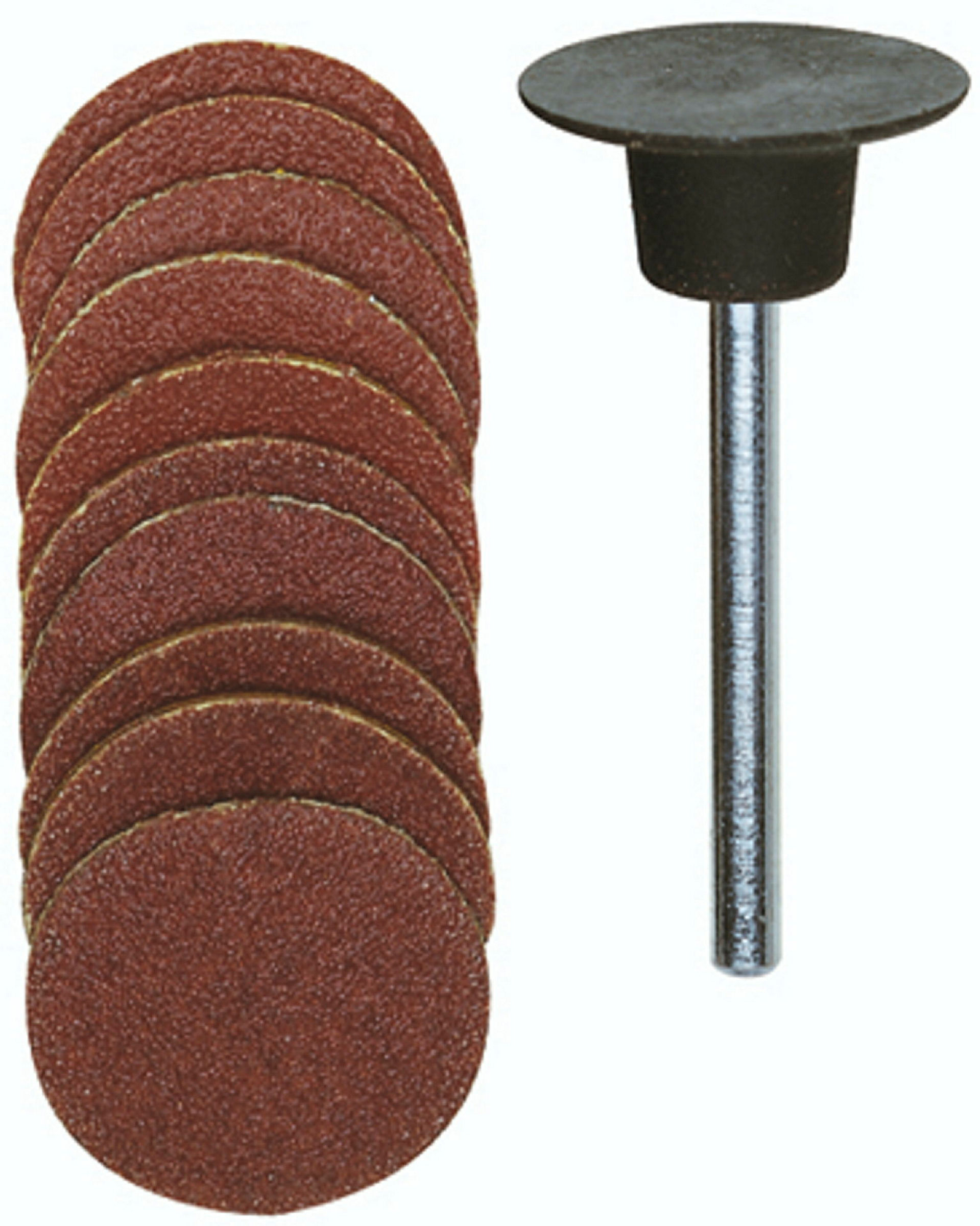 PROXXON-Schleifscheiben Ø 18 mm, je 5 Stück Korn 120 + 150, mit Gummiteller