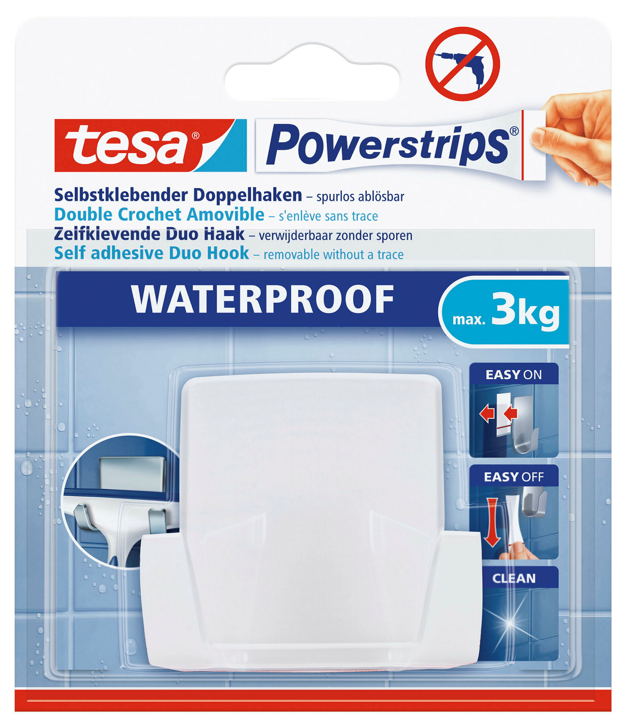 tesa Powerstrips® Waterproof Duohaken Wave, weiß