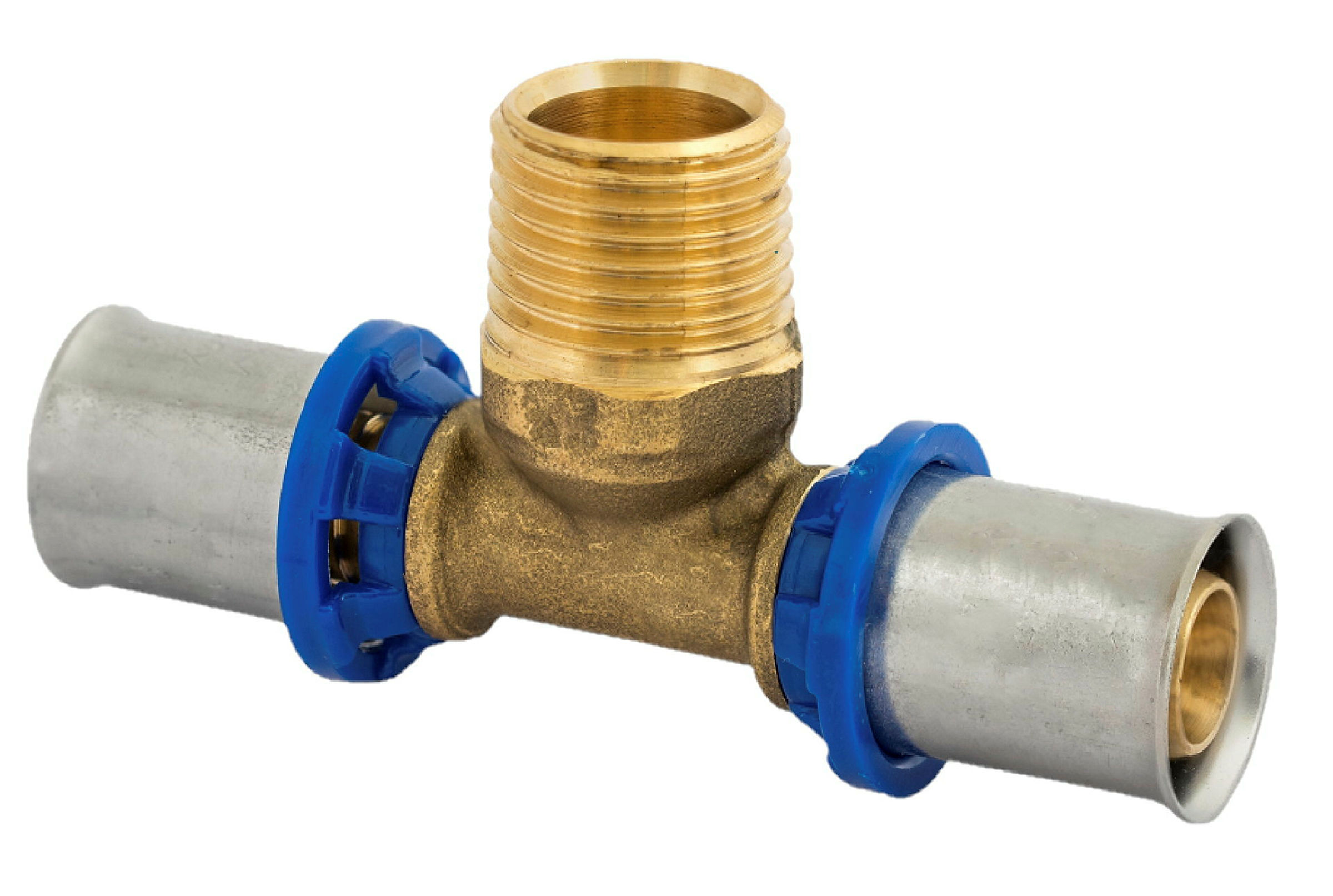 MS T-Stück, blank, 16 mm x 1/2''AG x 16 mm, Pressfitting für MSVR