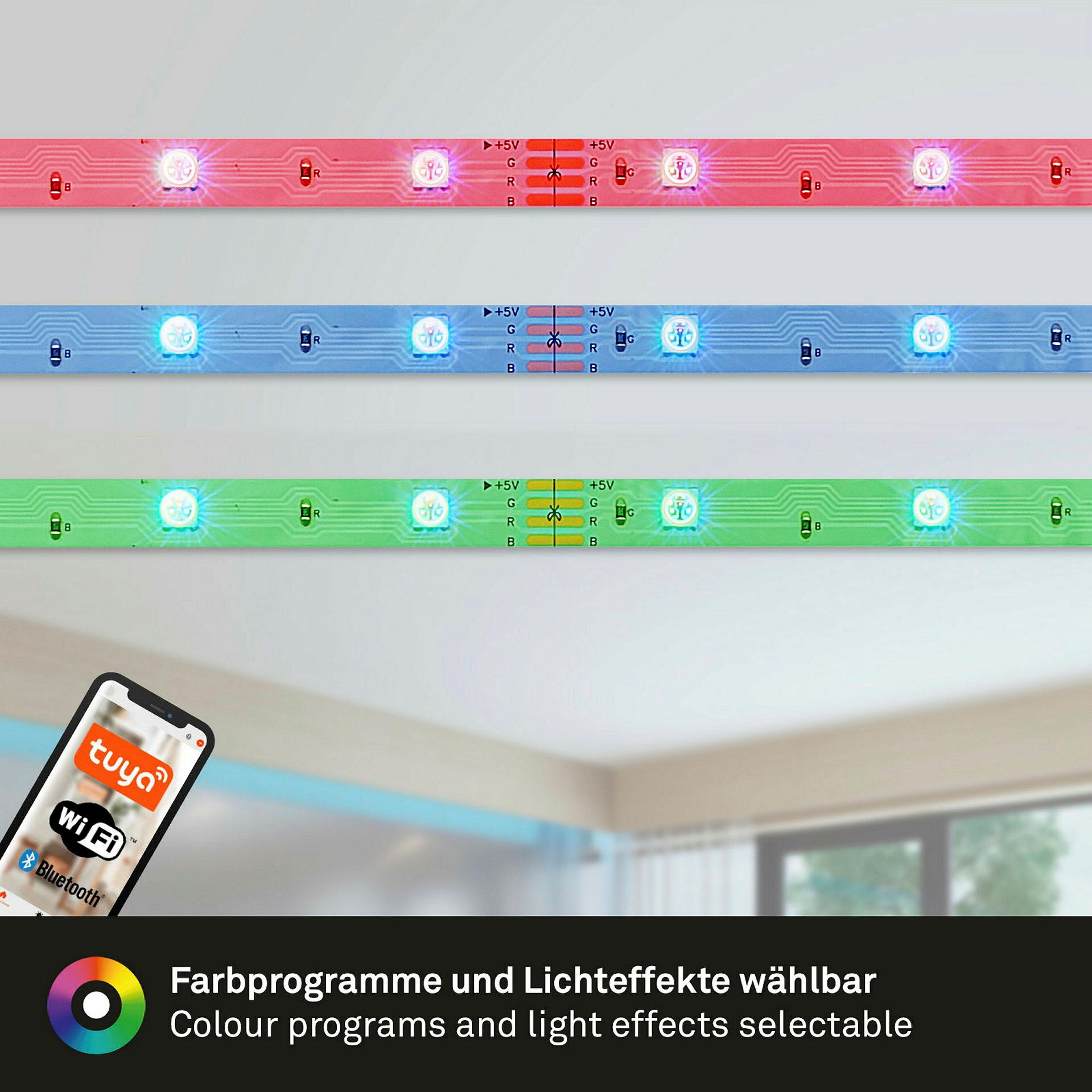 USB SMART WiFi + Bluetooth RGB-LED Flexband, 5m, USB
