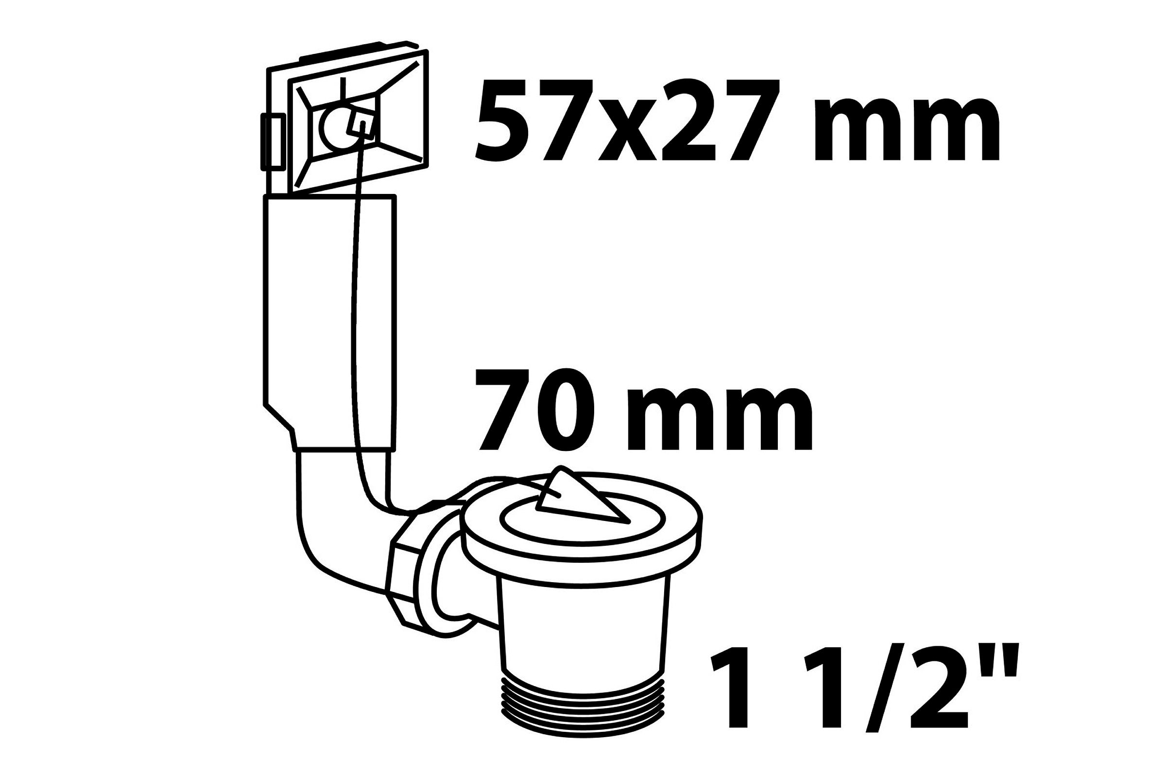 ECO-SAVE KS Spülen-Ab- und Überlaufgarnitur, Grau, 1 1/2''AG x 70 mm, höhen