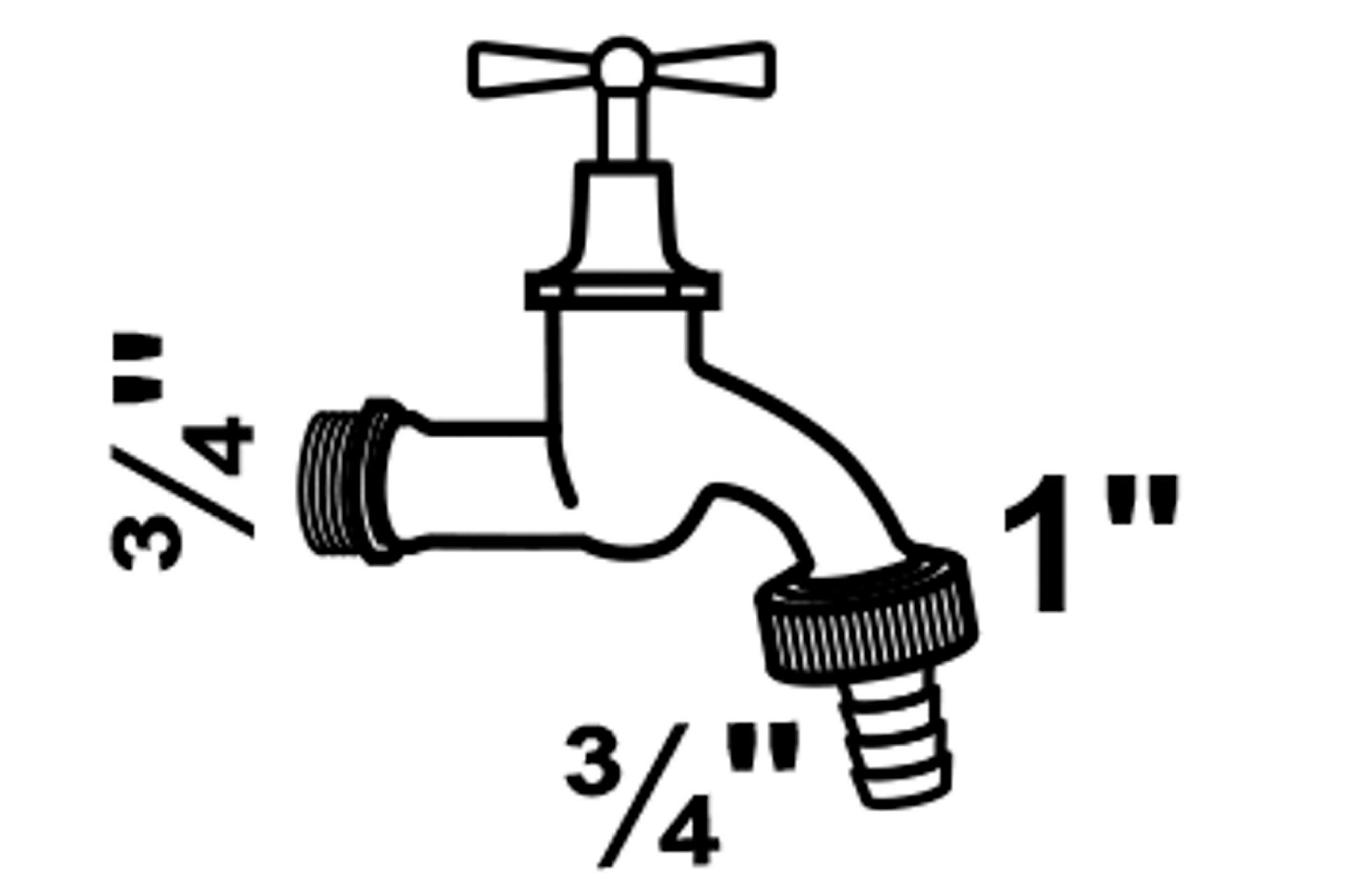 MS Auslaufventil Knebelgriff, Chrom matt, 3/4''AG x 1''AG x 3/4''T