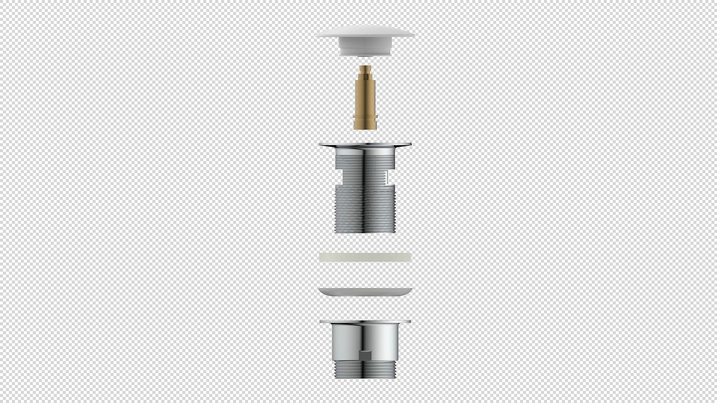 Design-Ablaufventil, Kappe Weiß, 1 1/4 x 65 mm, mit Überlauf