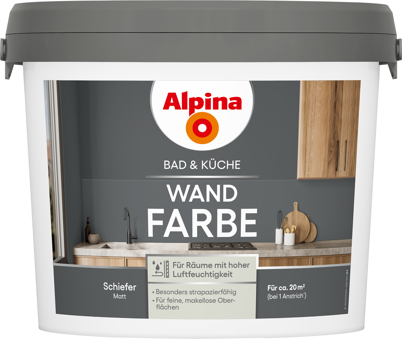 Alpina Bad & Küche Wand-Farbe Schiefer 2,5L