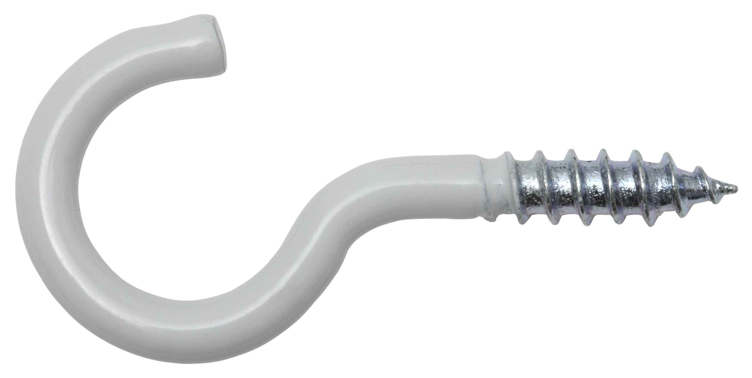 Schraubhaken gebogen 5,2 x 65 / 20, weiss beschichtet