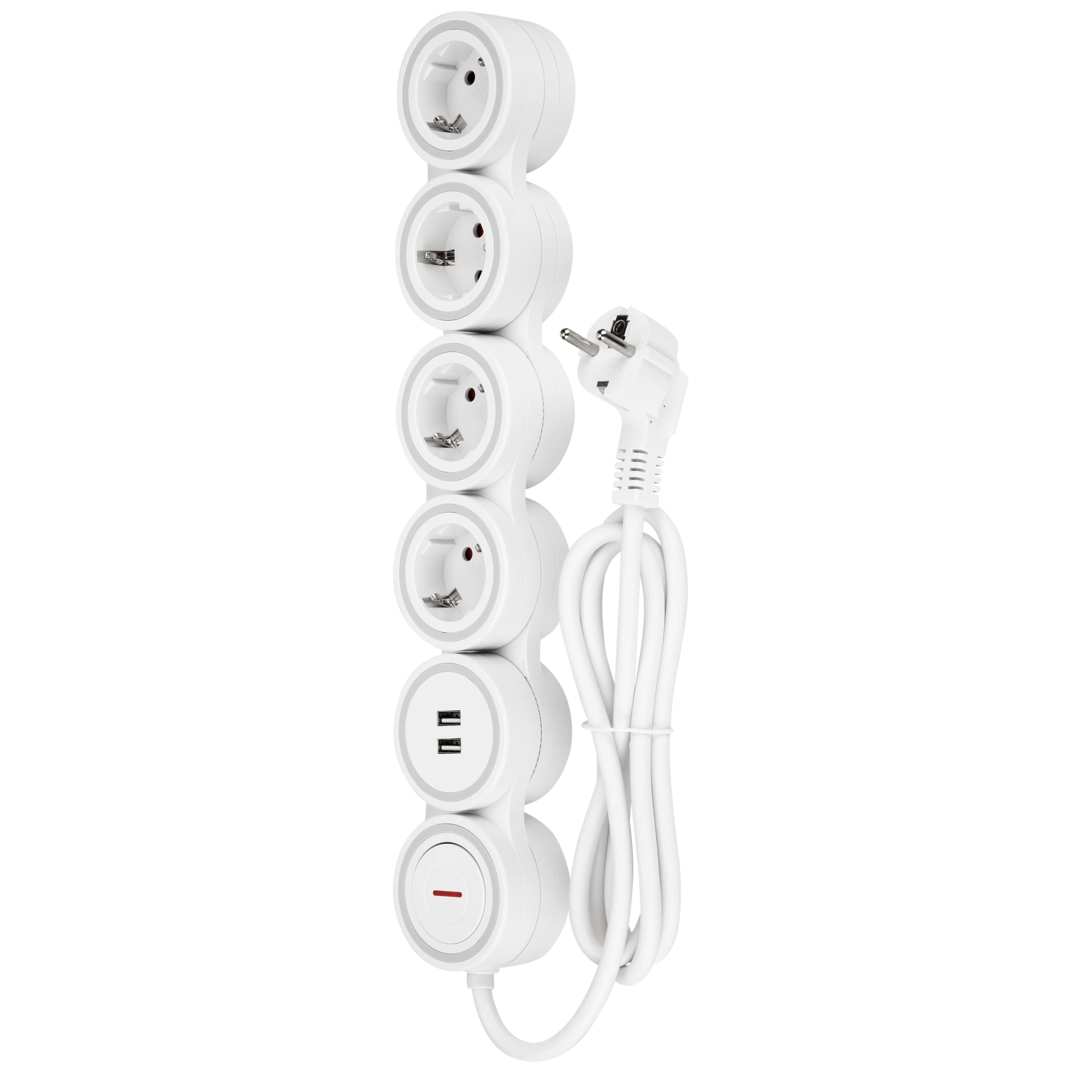 Steckdosenleiste Supraflex 4-fach USB & Schalter 1,4m weiß-grau