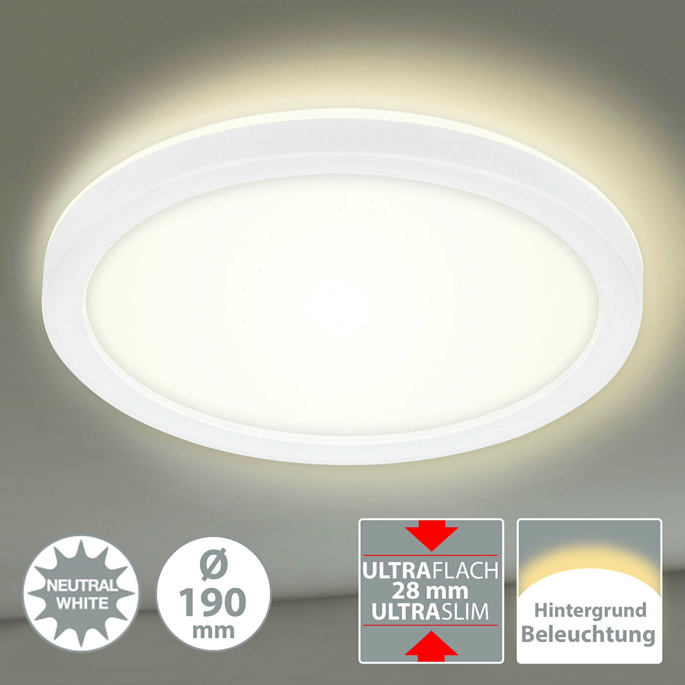 Ultraflaches LED Panel, weiß, 1xLED/12W