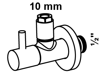 MS Eckventil, Schwarz matt, 1/2''AG x 10 mmQ, mit Rosette