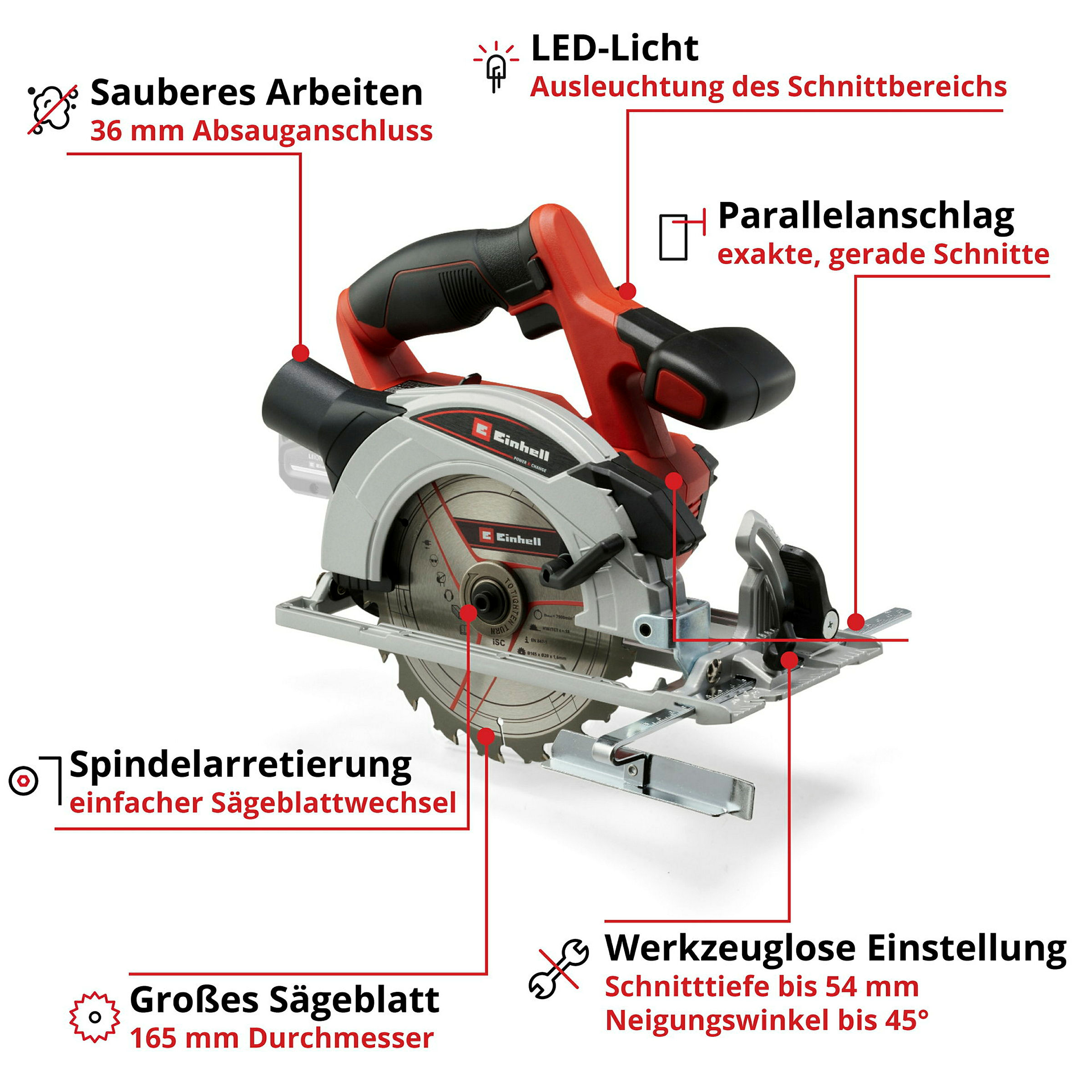 Einhell Expert TE-CS 18/165-1 Li - Solo Akku-Handkreissäge