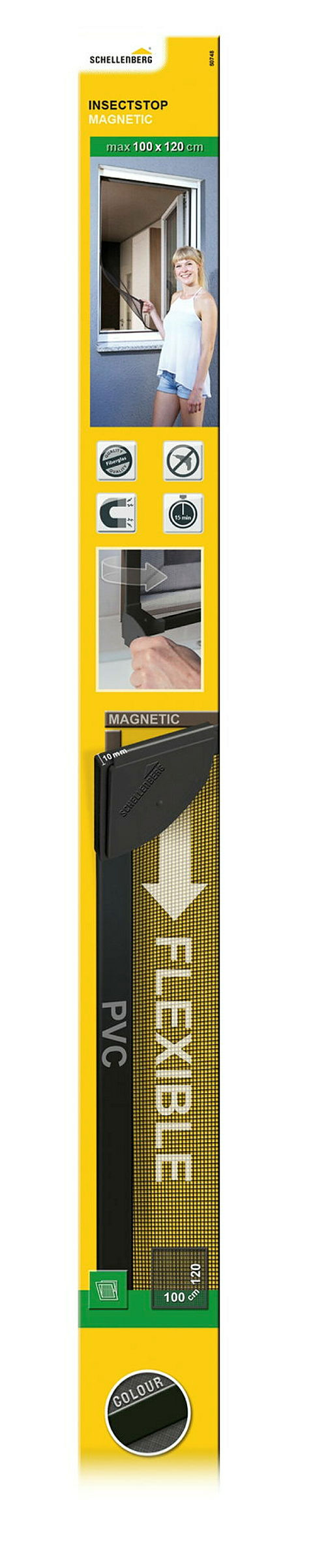 Schellenberg Fliegengitter-Magnetrahmen mit Fiberglasgewebe, anthrazit, 100