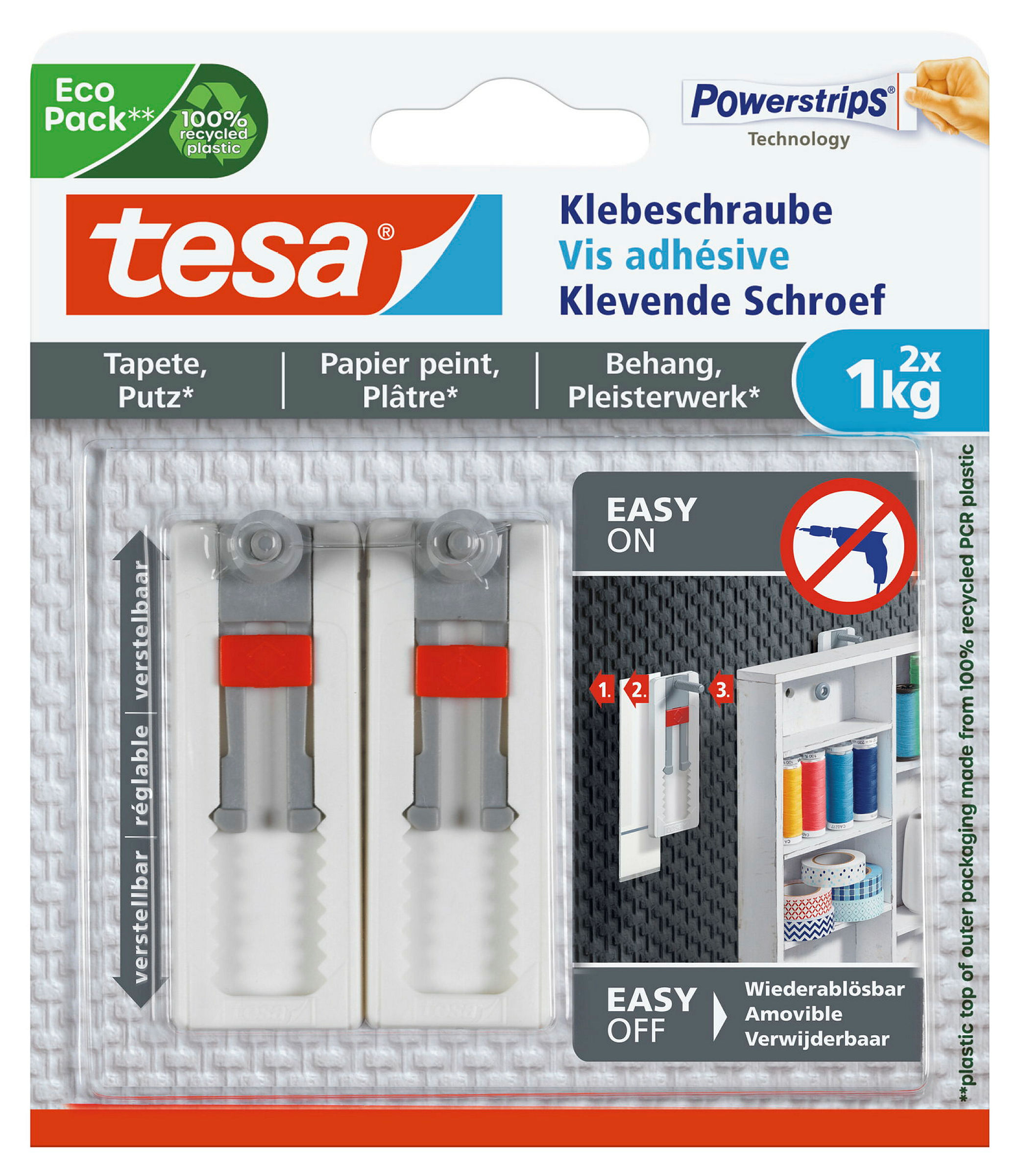 Verstellbare Klebeschraube für Tapeten und Putz (1kg), 2 Stück
