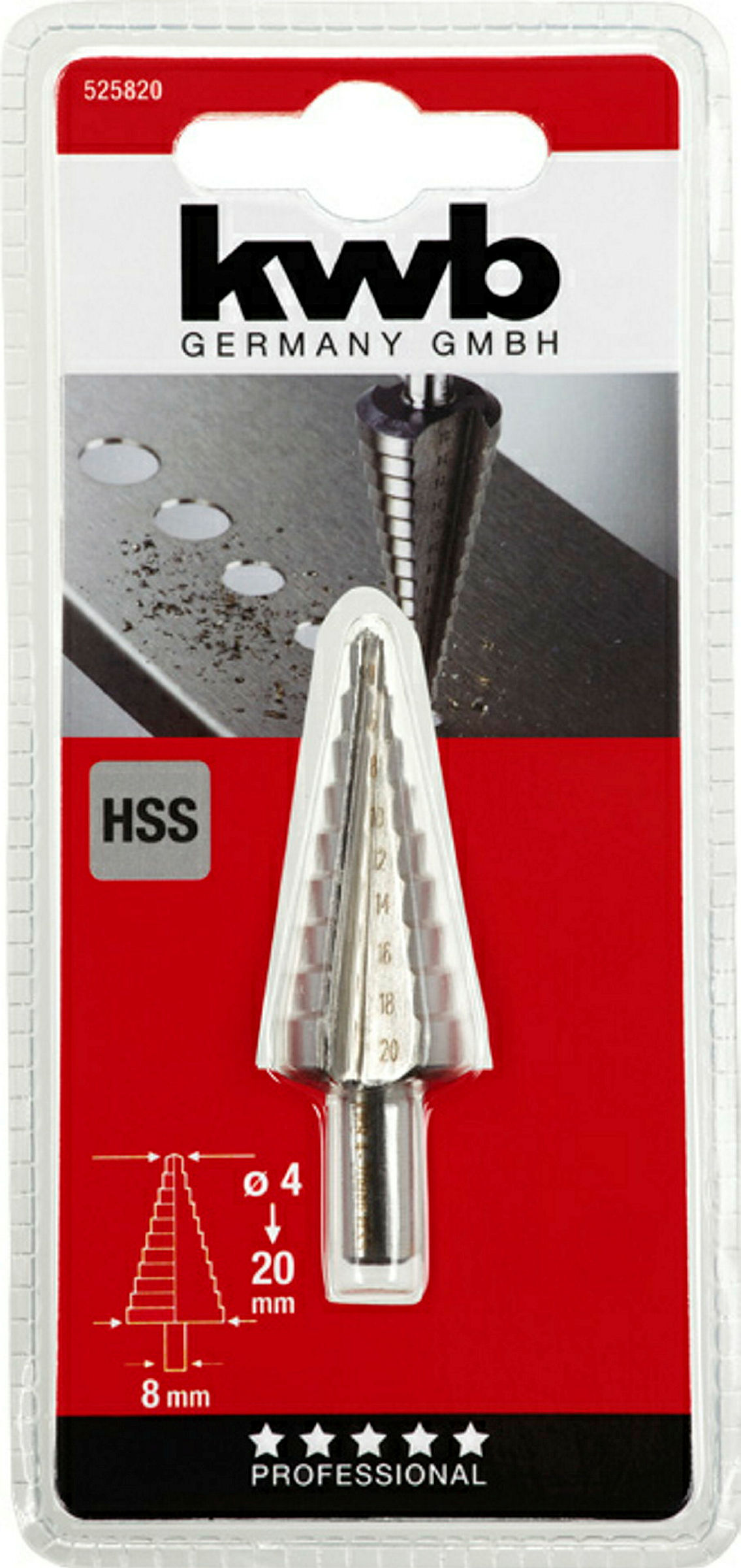 Stufenbohrer HSS, ø 4-20 mm