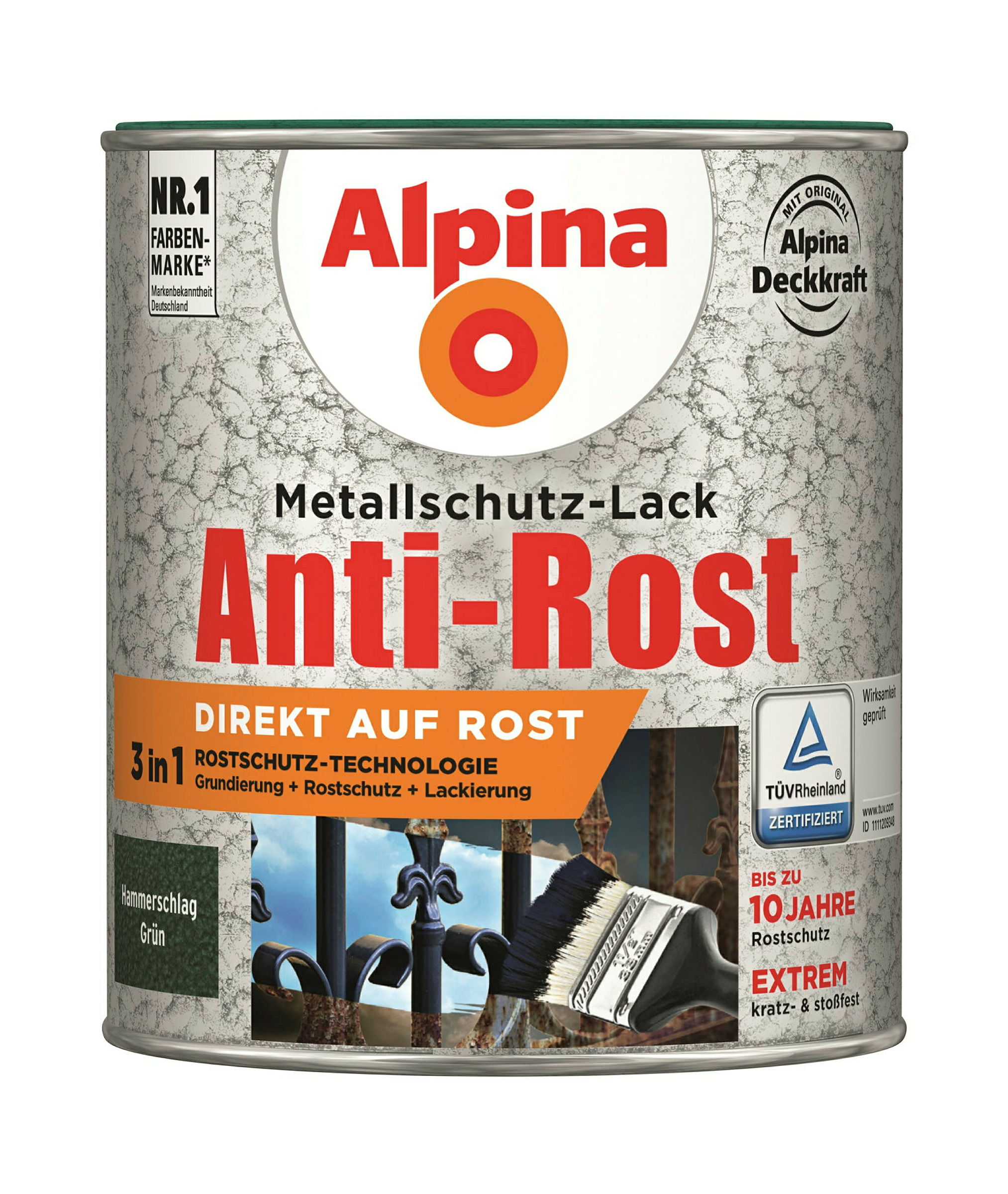 Alpina Metallschutzlack Anti-Rost Hammerschlag Grün 750ml