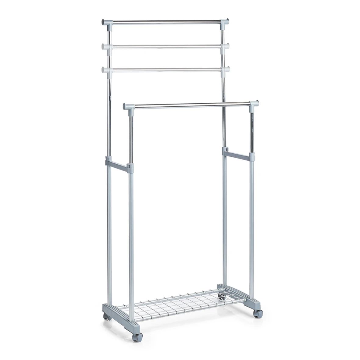 Rollkleiderständer, 2-stufig, Metall/Kunststoff 83x43x93,5-170 cm