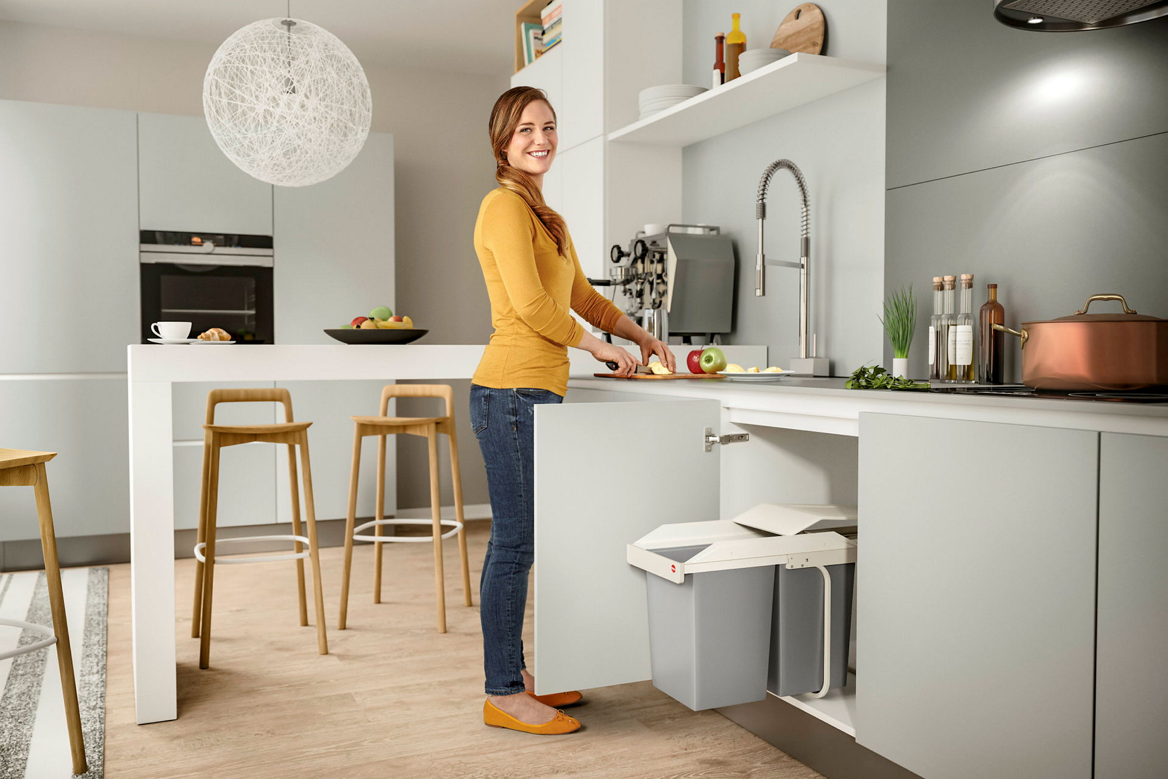 Einbau-Mülltrenn.System Multi- Box duo L 2x14 L, cremeweiß
