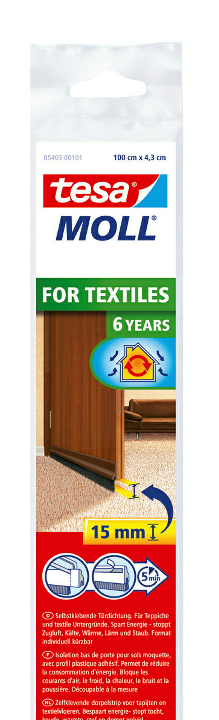 tesamoll® Türdichtschiene für Textilböden braun