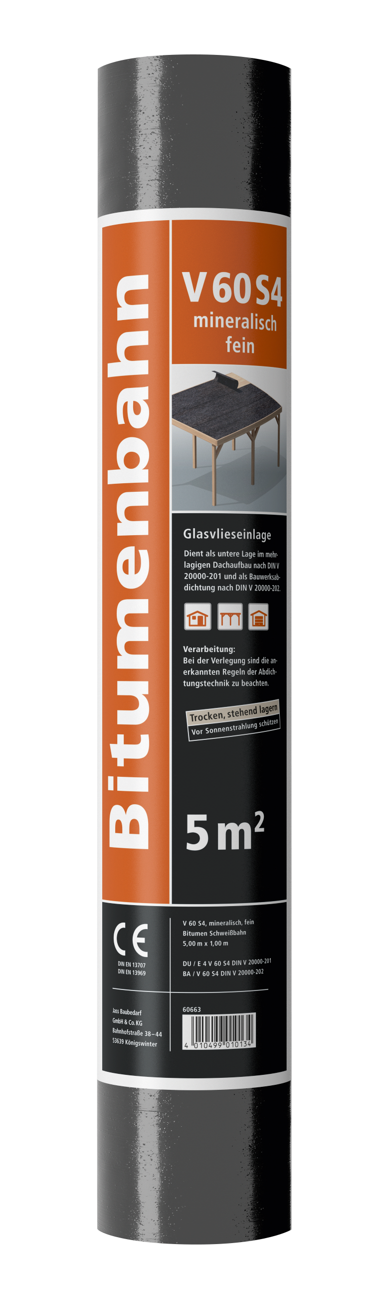 Bitumenbahn V60 S4 min. fein, 1 x 5 m