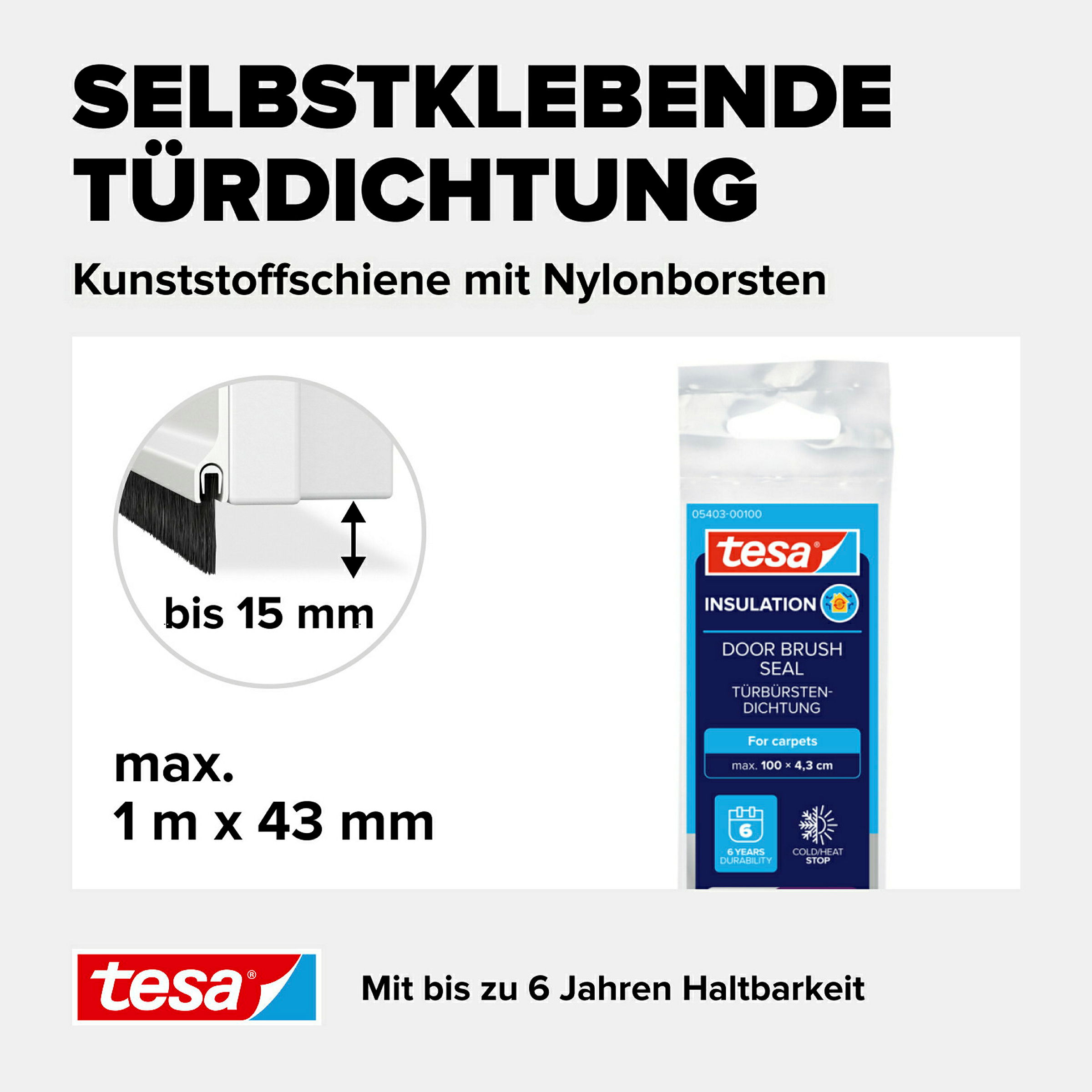 tesamoll® Türdichtschiene für Textilböden weiß