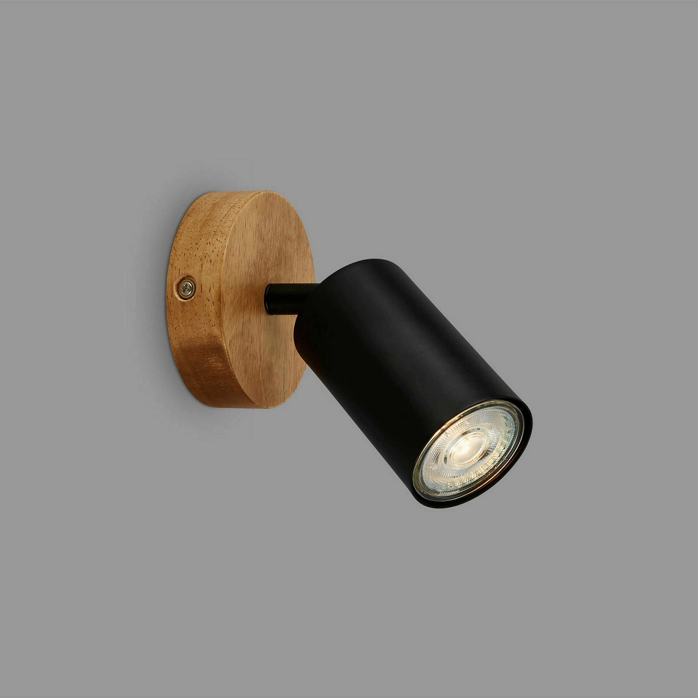 Spot, schwarz, mit Holz, exkl. 1xGU10 9W